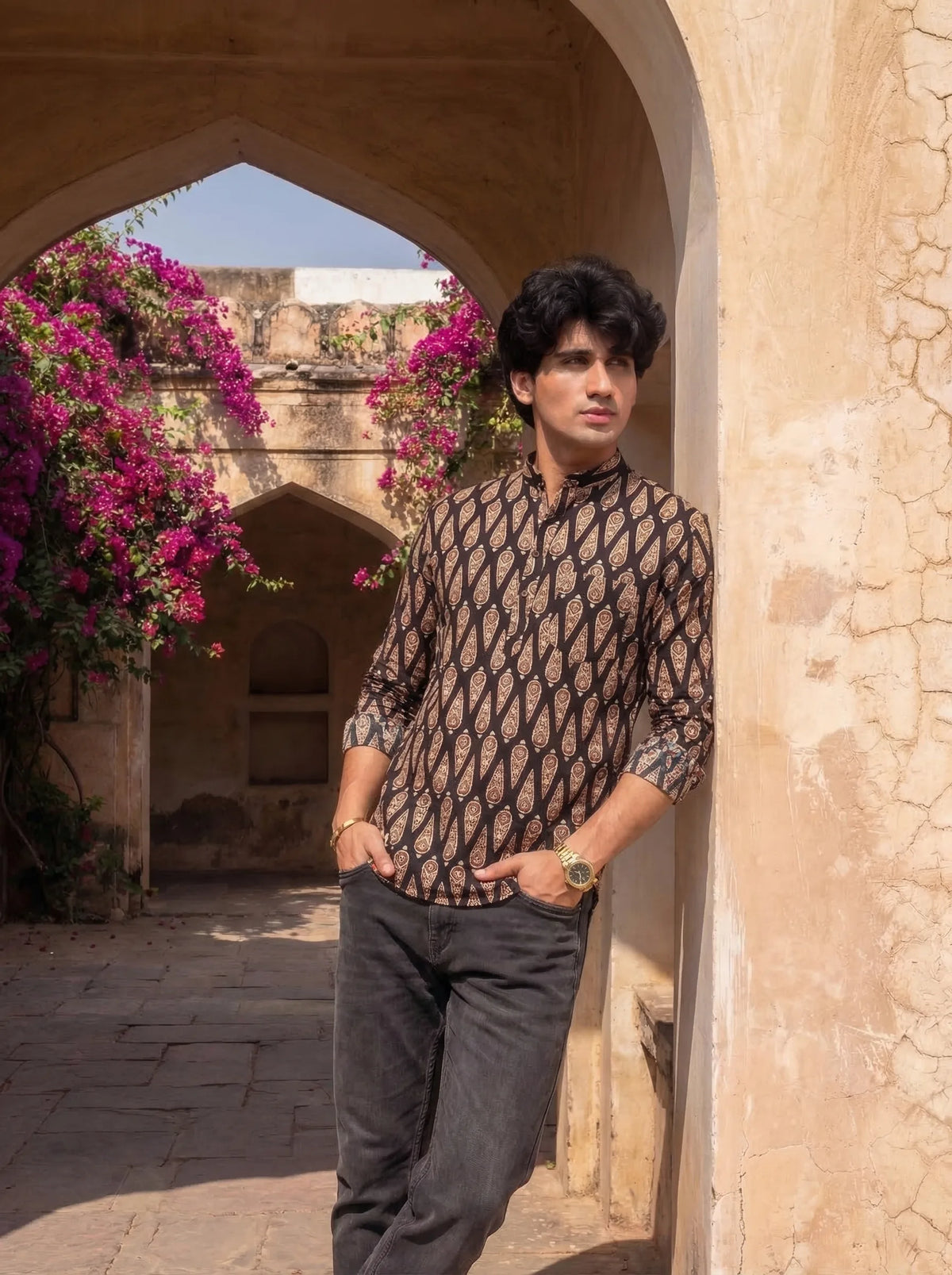 Royal Ethno – Printed Cotton Short Kurta