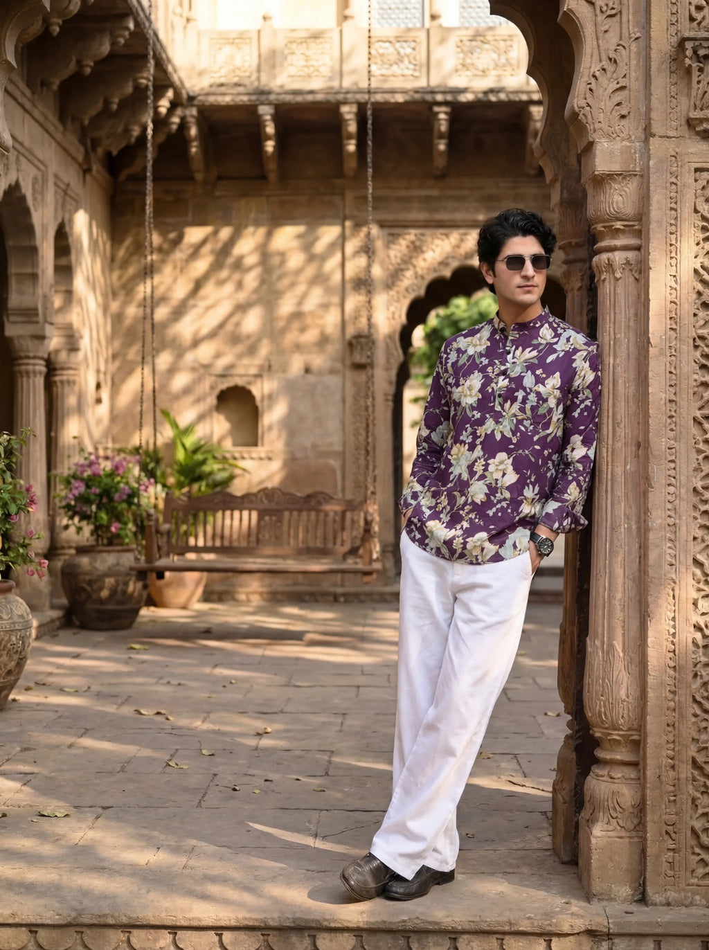 Vibrant Elegance – Printed Cotton Short Kurta