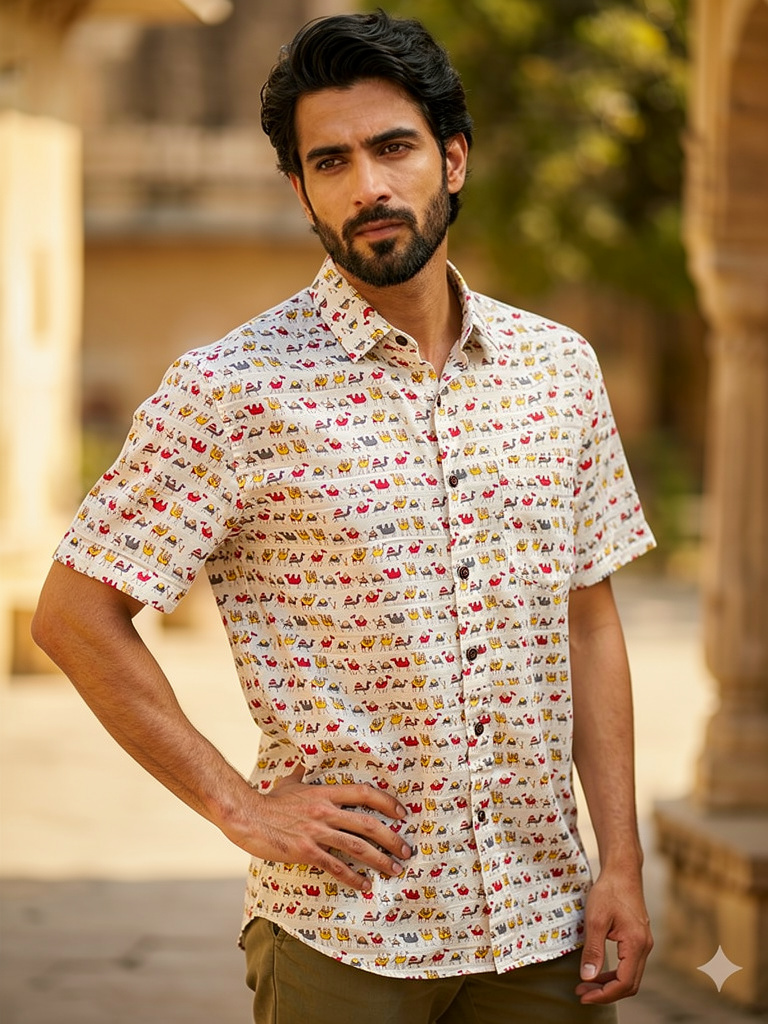 Desert Caravan – Half Sleeve Cotton Shirt