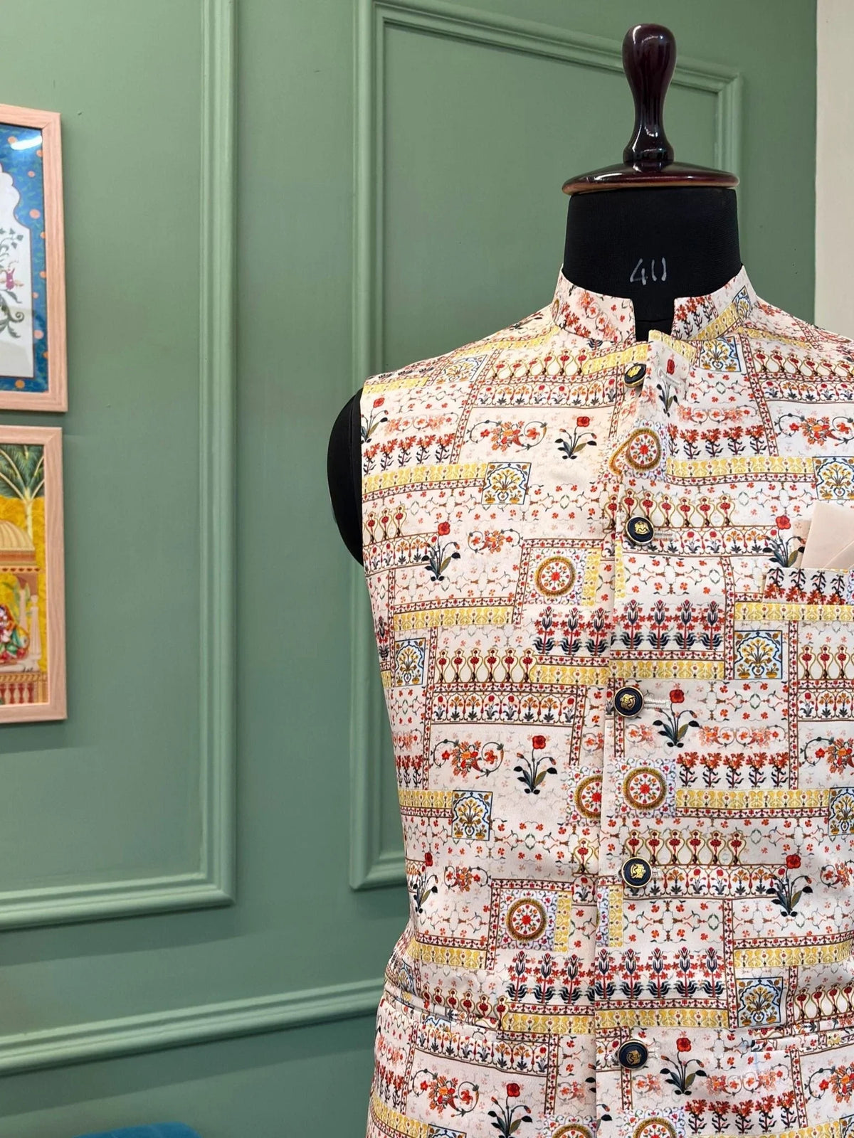 Amber Aura Nehru Jacket - Jaipuri Crown