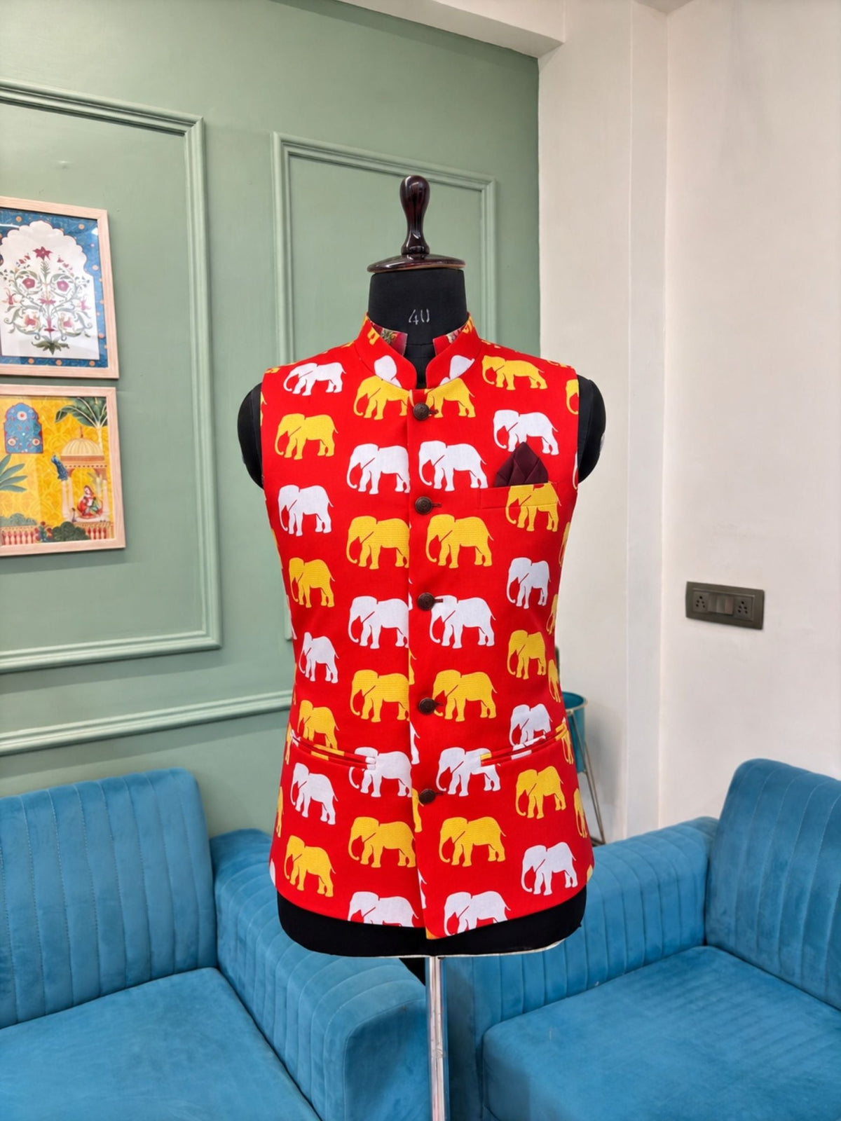 Amber Aura Nehru Jacket - Jaipuri Crown