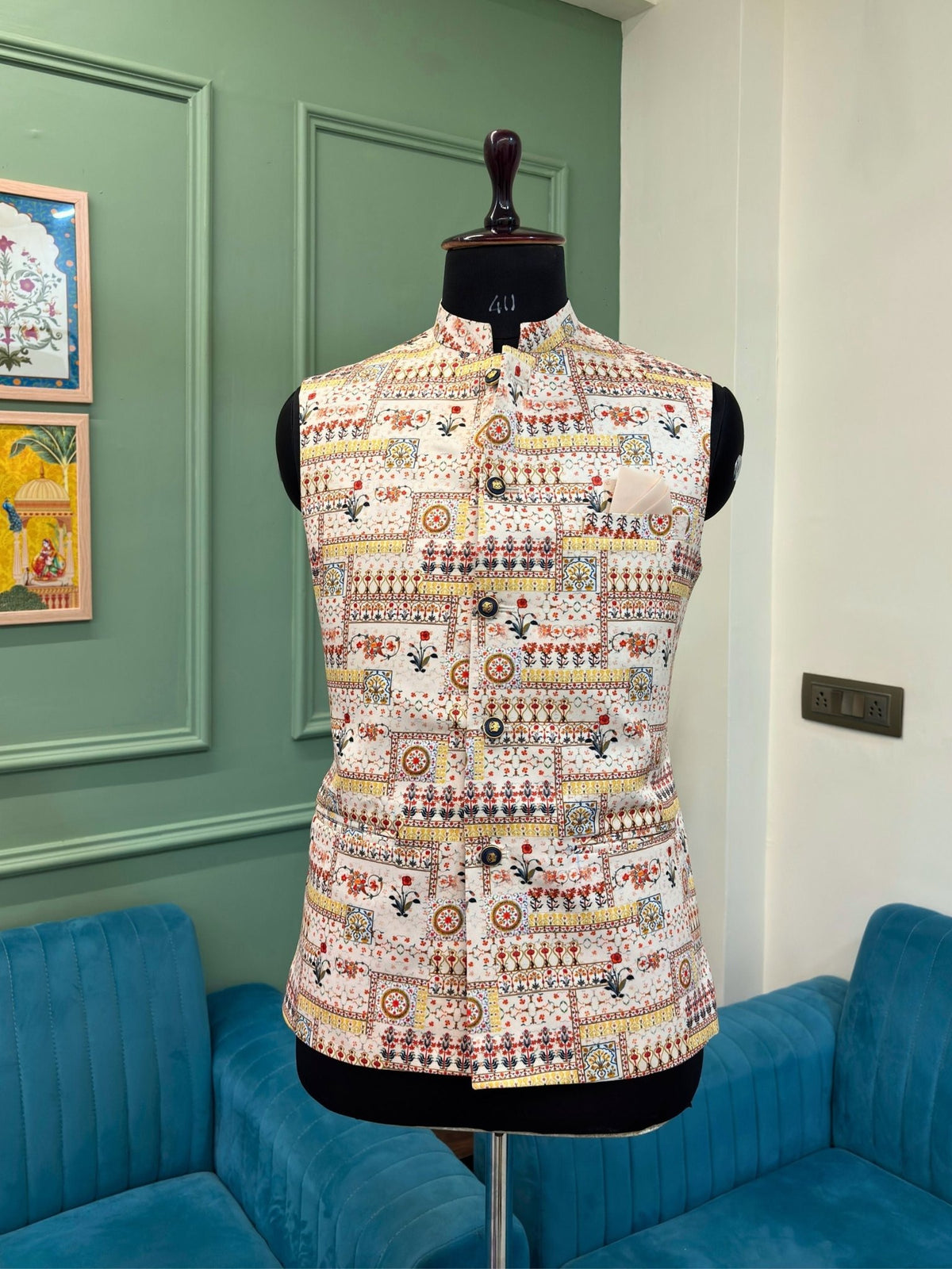 Amber Aura Nehru Jacket - Jaipuri Crown