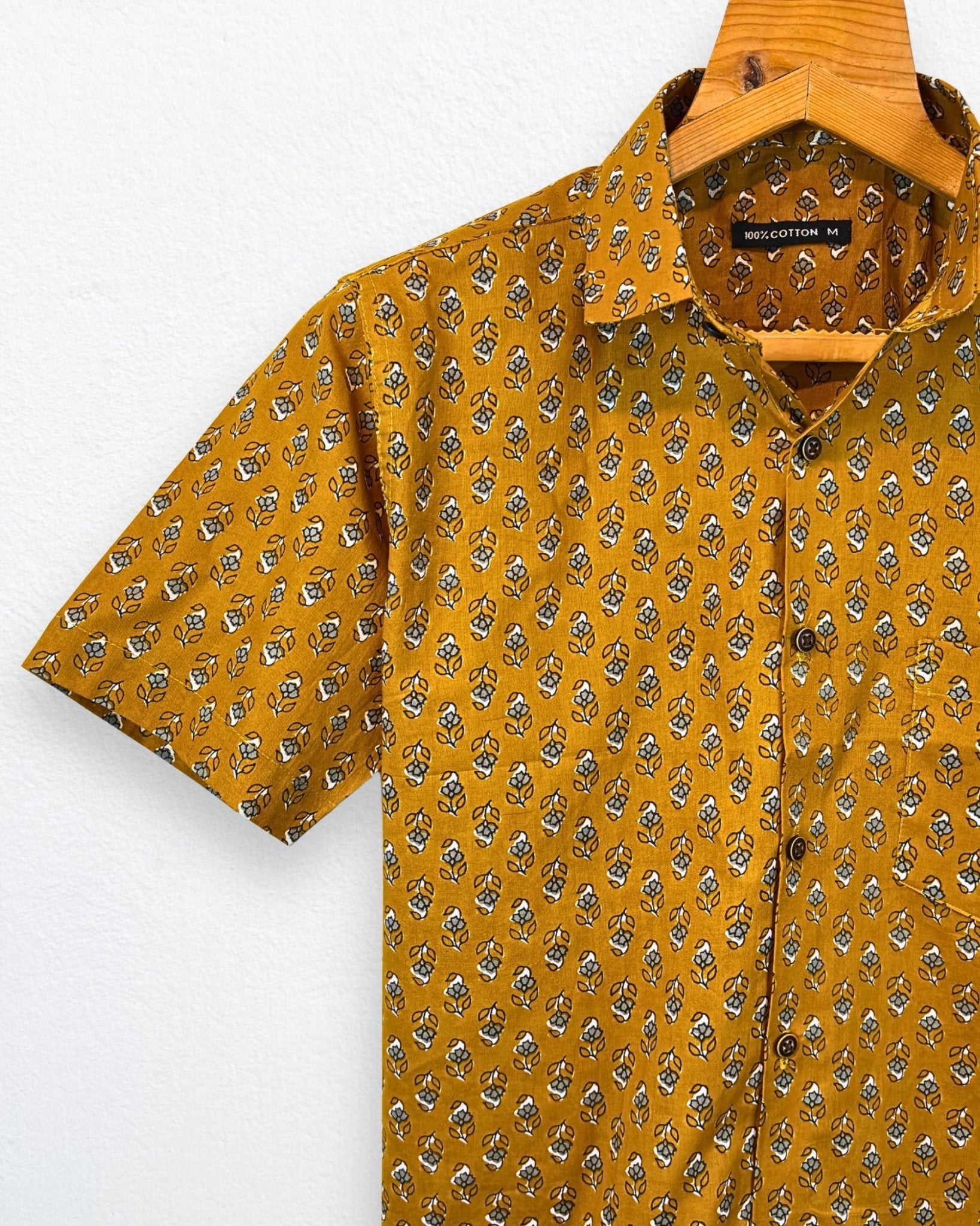 Amber Bloom – Half Sleeve Cotton Shirt - Jaipuri Crown