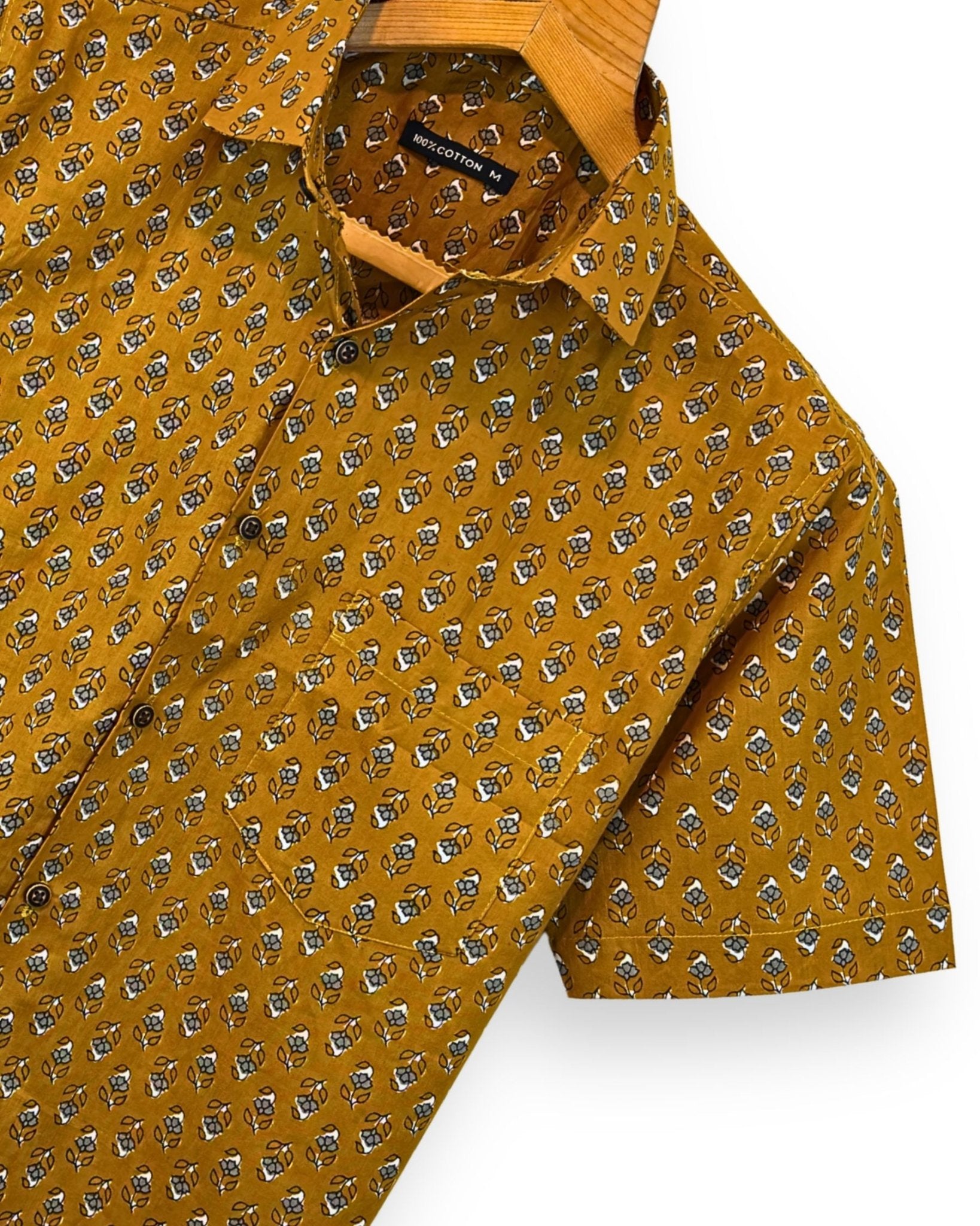 Amber Bloom – Half Sleeve Cotton Shirt - Jaipuri Crown