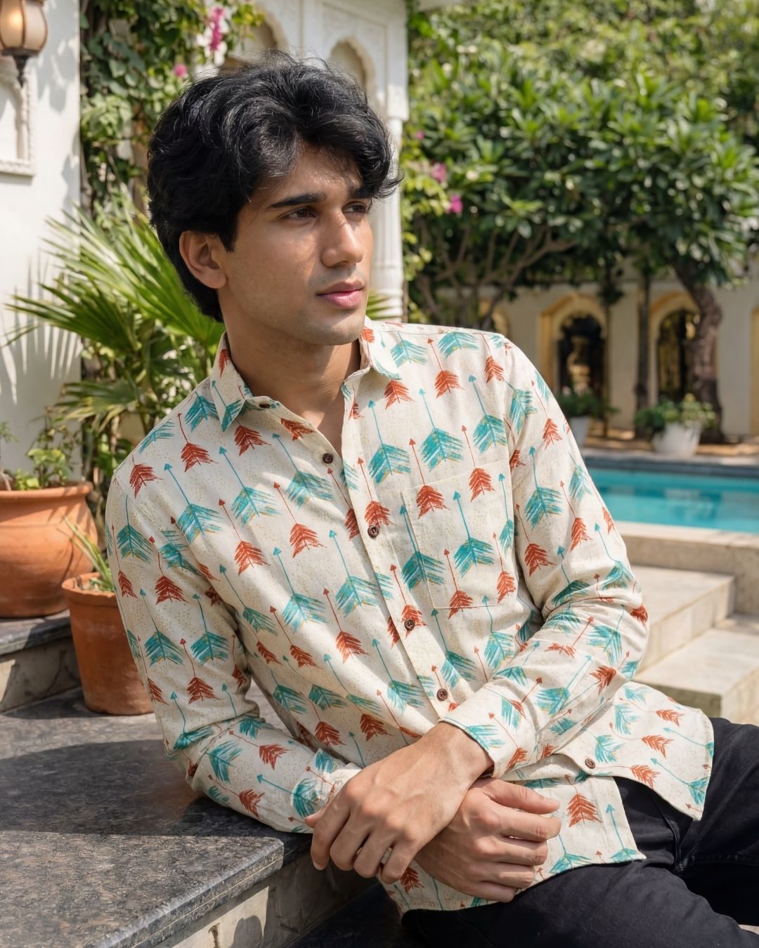 Arrow Dance – Printed Cotton Full Sleeve Shirt - Jaipuri Crown