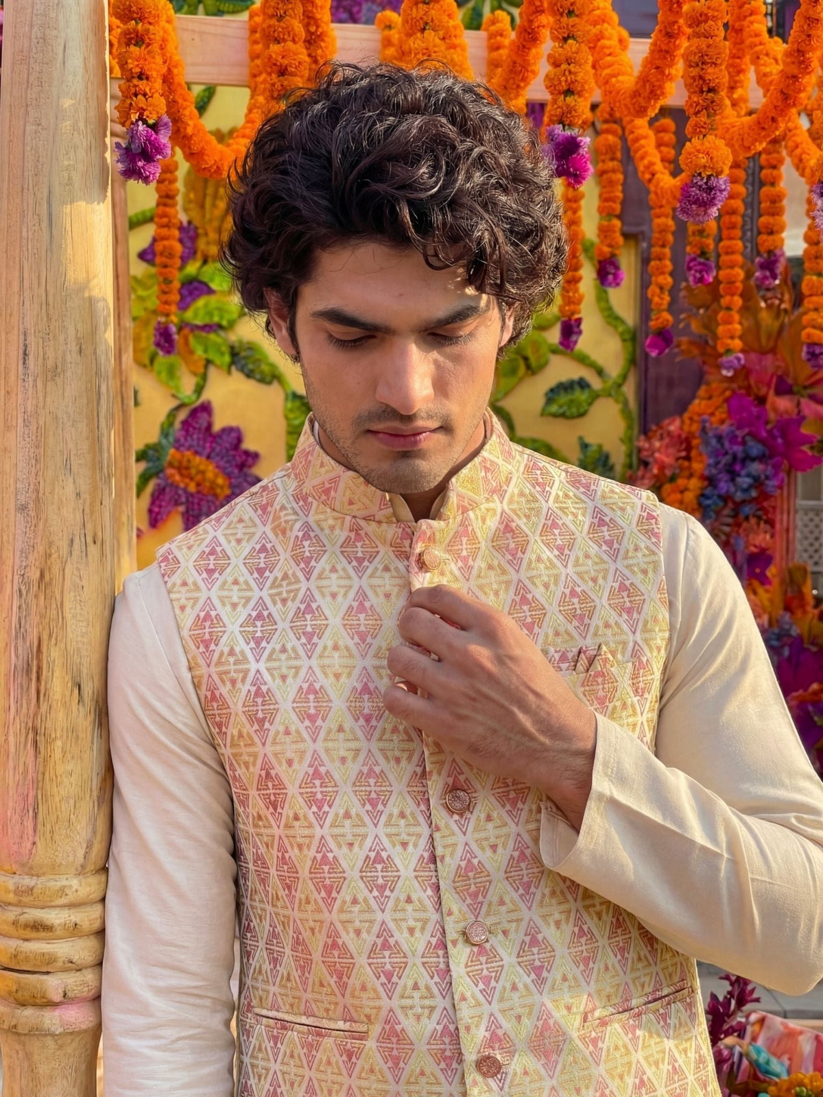 "अंश" (Ansh) Prism Jacquard Modi Jacket - Jaipuri Crown