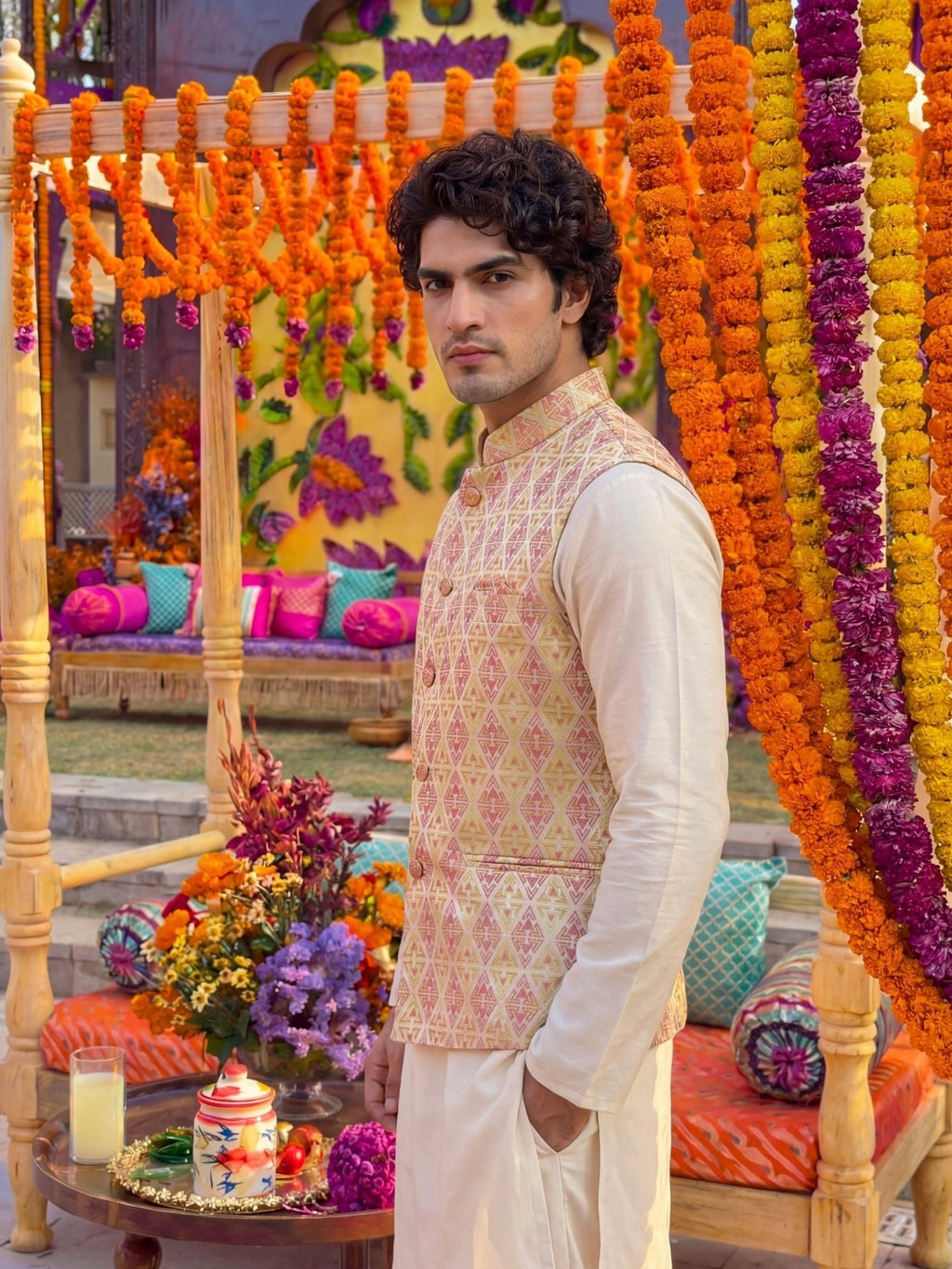 "अंश" (Ansh) Prism Jacquard Modi Jacket - Jaipuri Crown