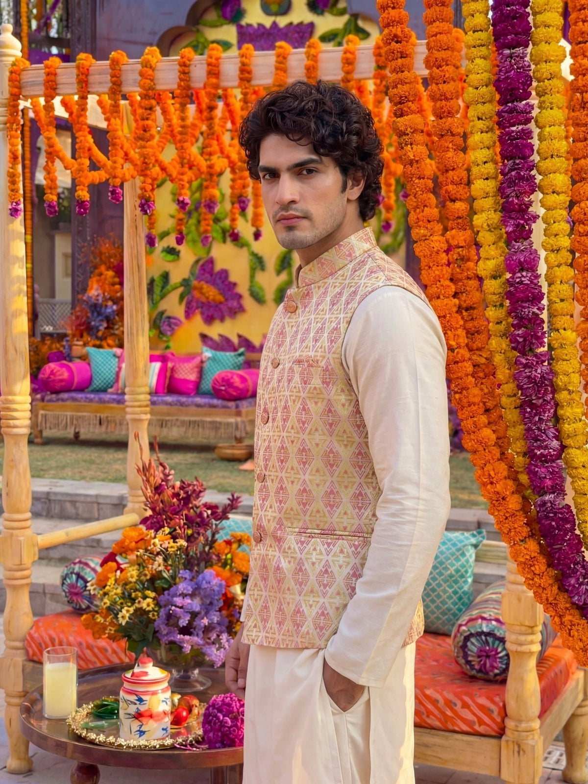 "अंश" (Ansh) Prism Jacquard Modi Jacket - Jaipuri Crown