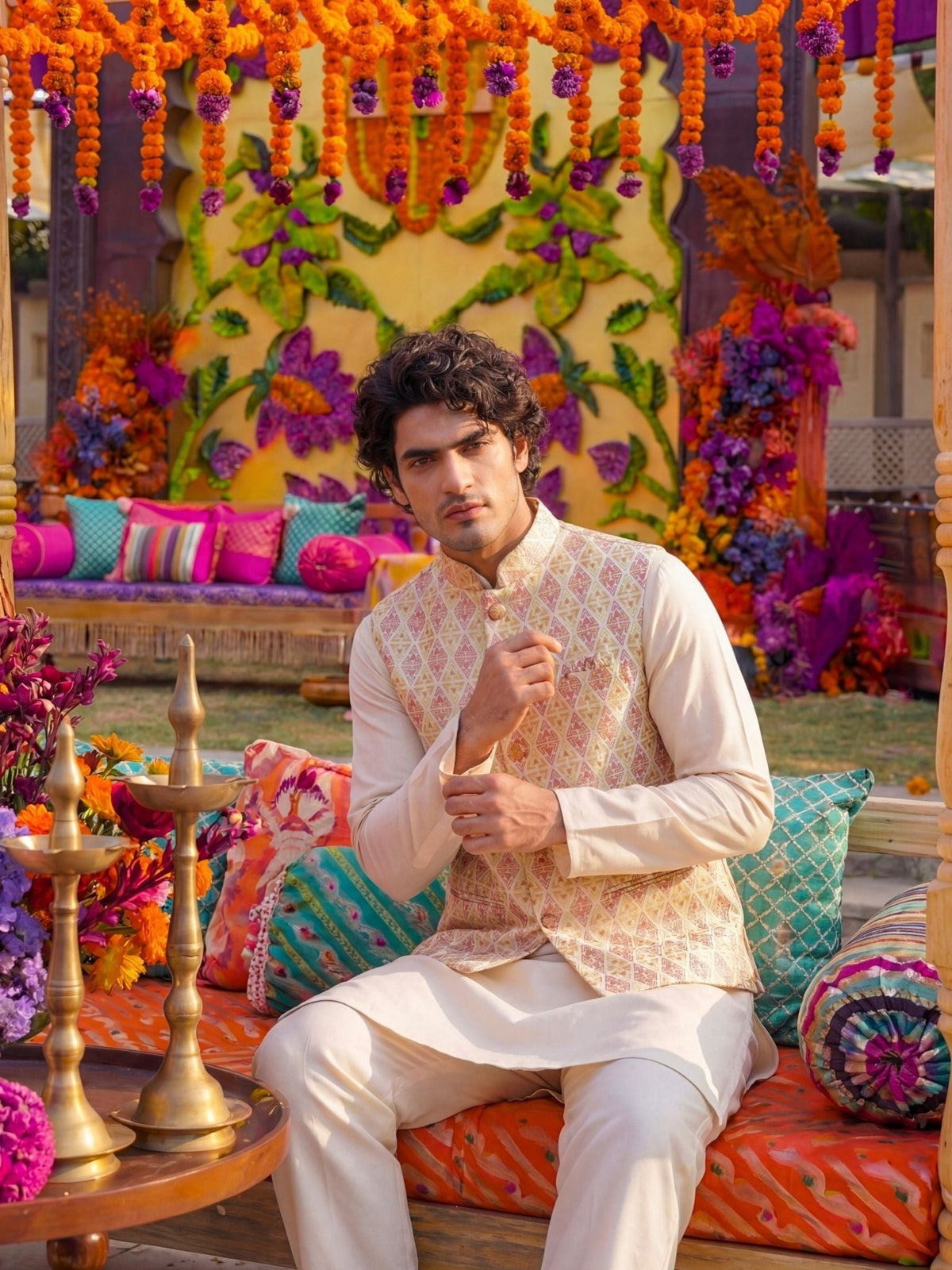 "अंश" (Ansh) Prism Jacquard Modi Jacket - Jaipuri Crown