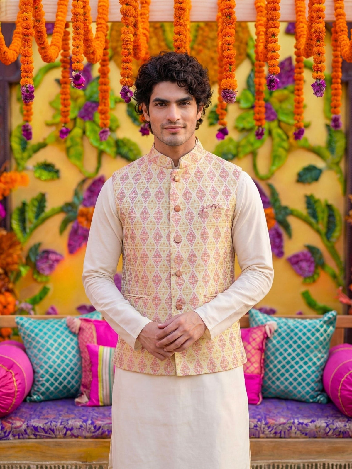 "अंश" (Ansh) Prism Jacquard Modi Jacket - Jaipuri Crown