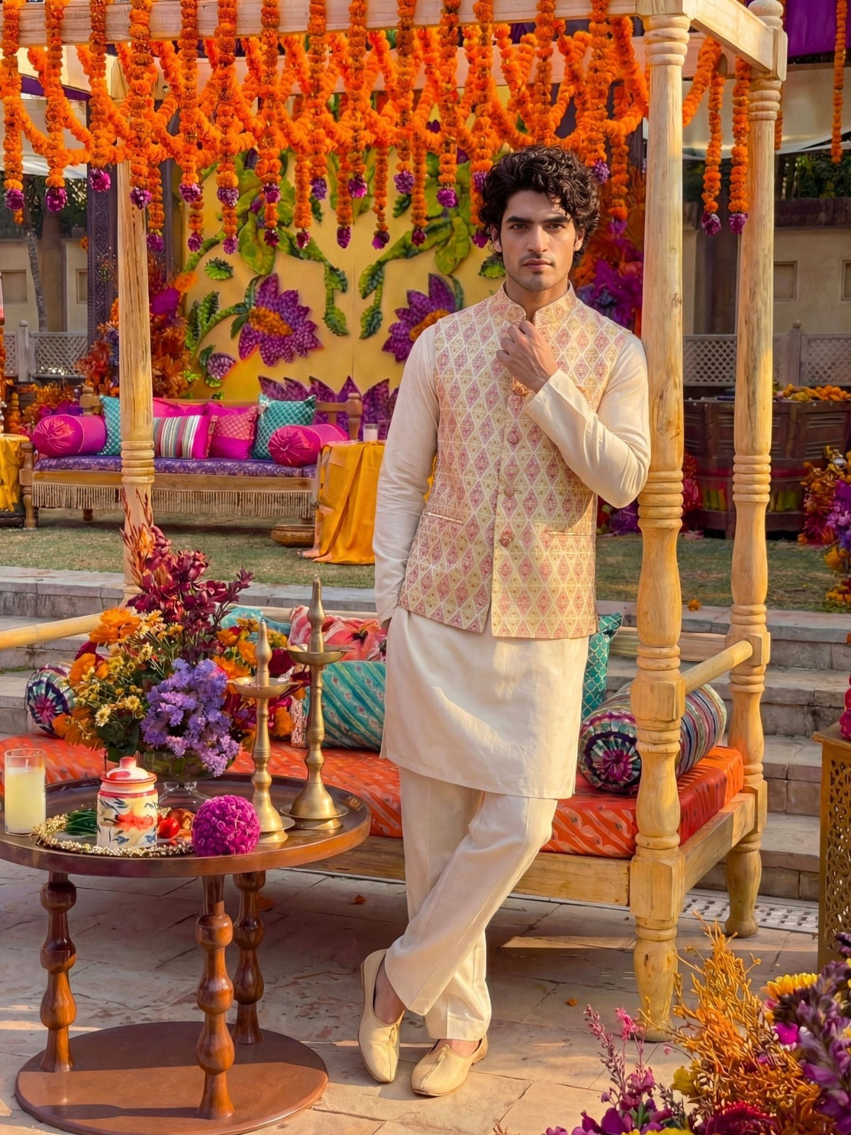 "अंश" (Ansh) Prism Jacquard Modi Jacket - Jaipuri Crown