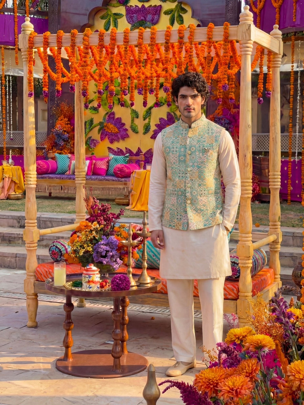 "अतुल्य" (Atulya) Abstract Jacquard Modi Jacket - Jaipuri Crown