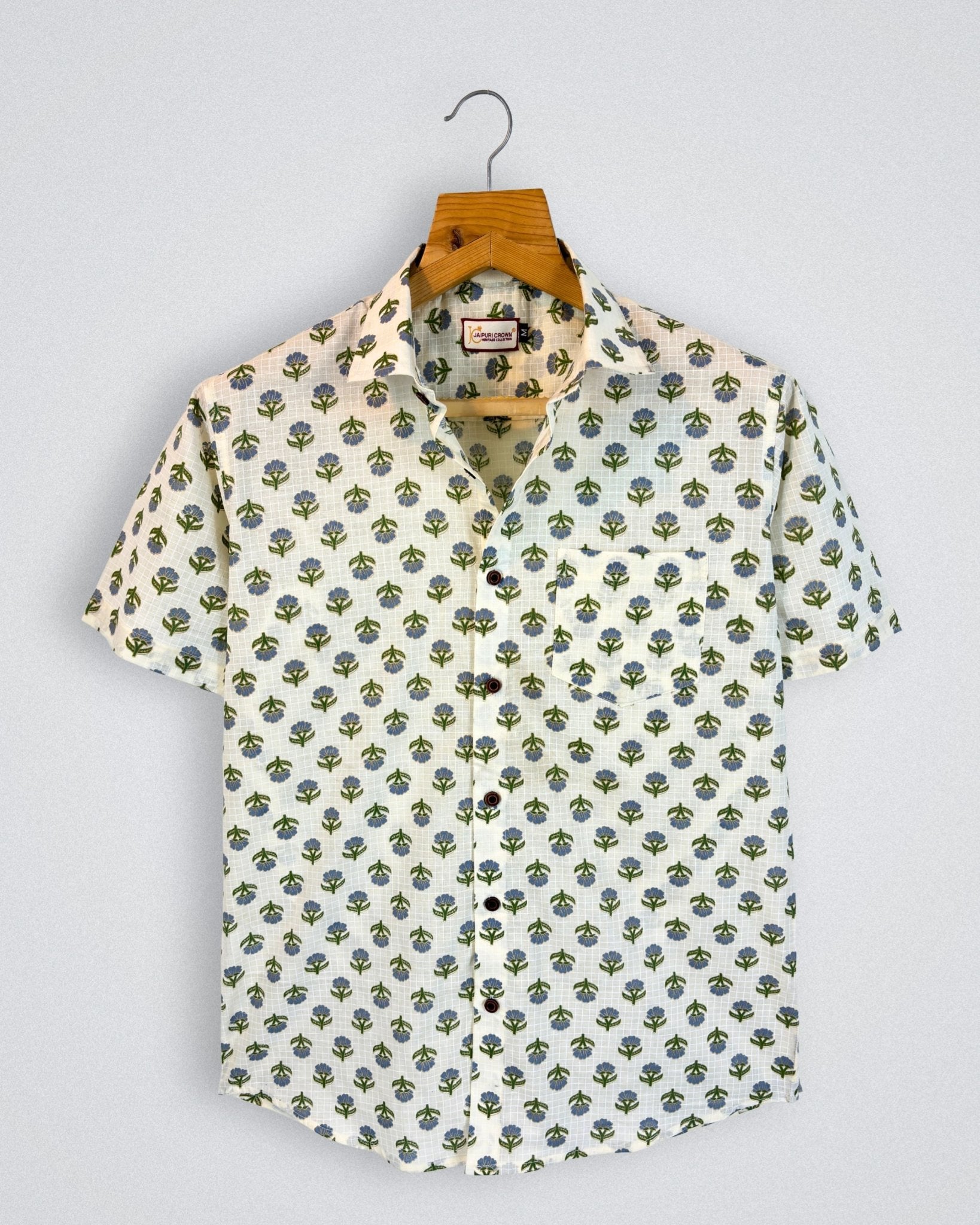 Azure Bloom – Printed Cotton Half Sleeve - Jaipuri Crown