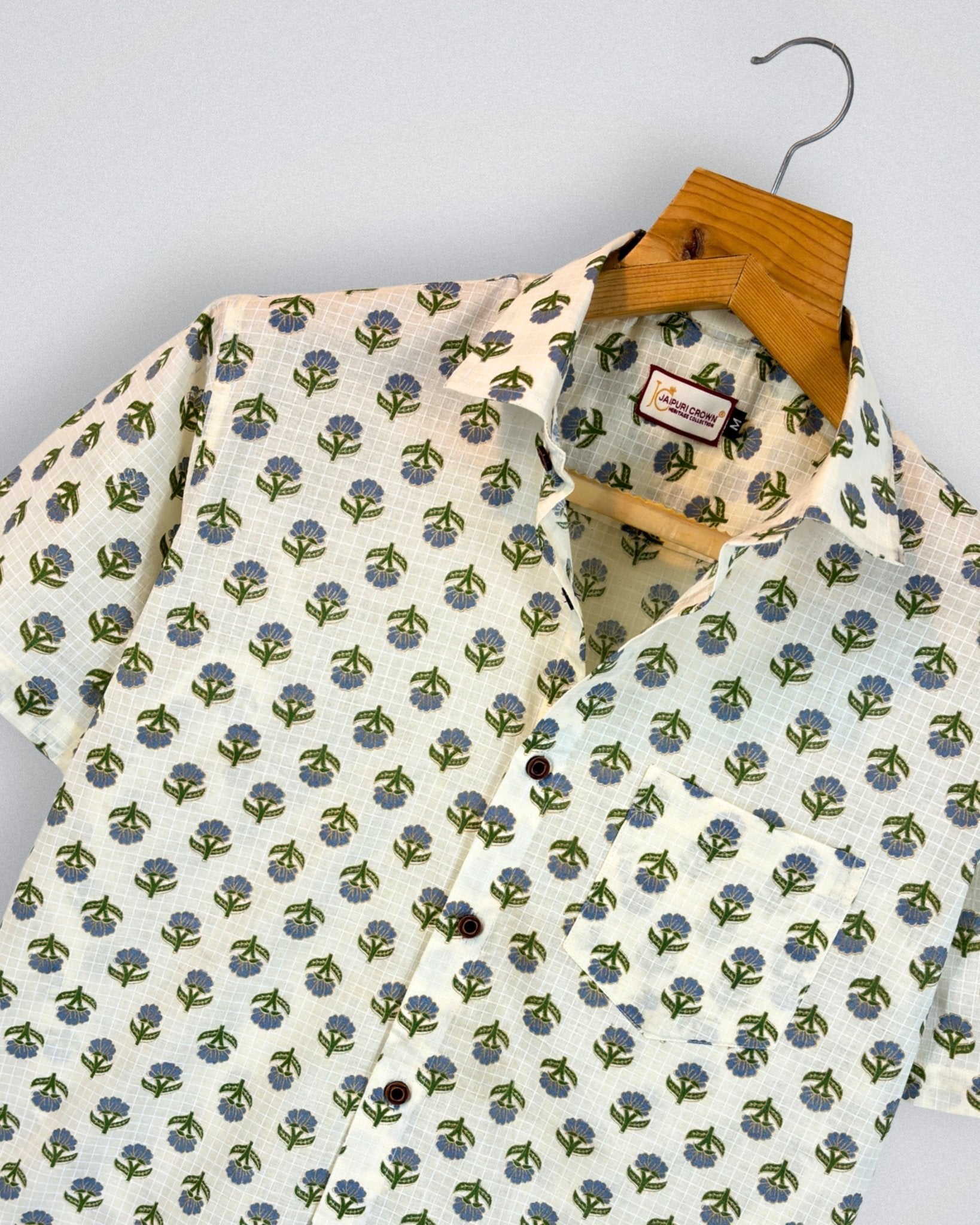 Azure Bloom – Printed Cotton Half Sleeve - Jaipuri Crown