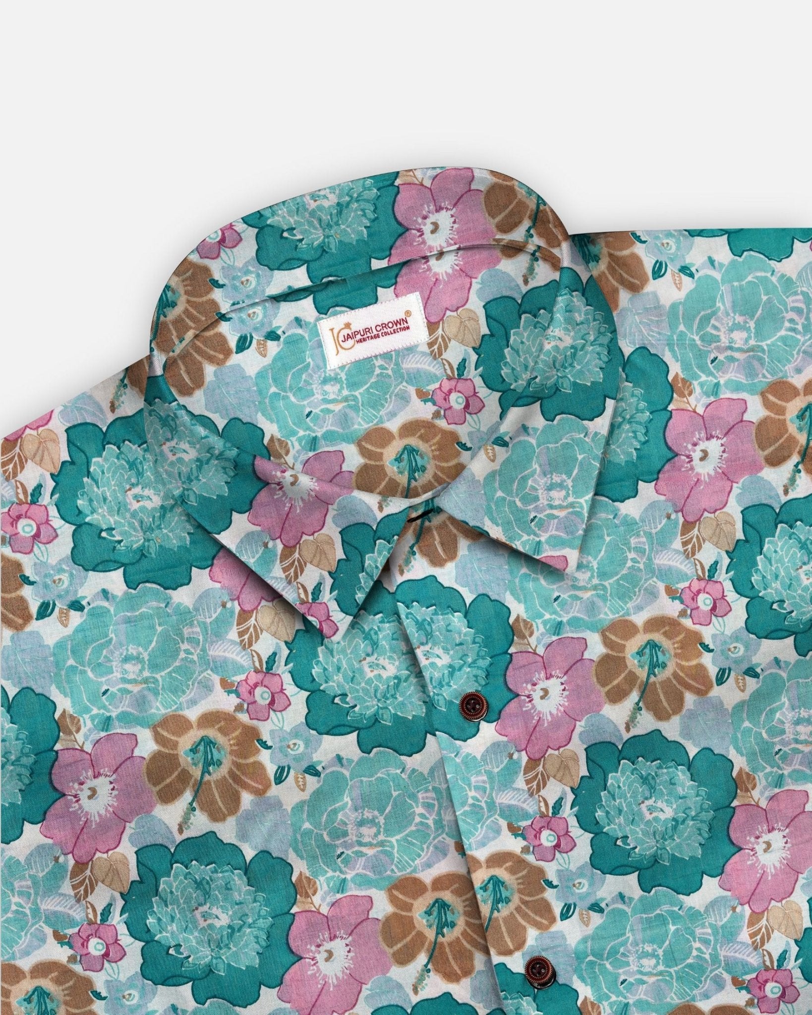 Azure Flora - Pure Cotton Shirt - Jaipuri Crown