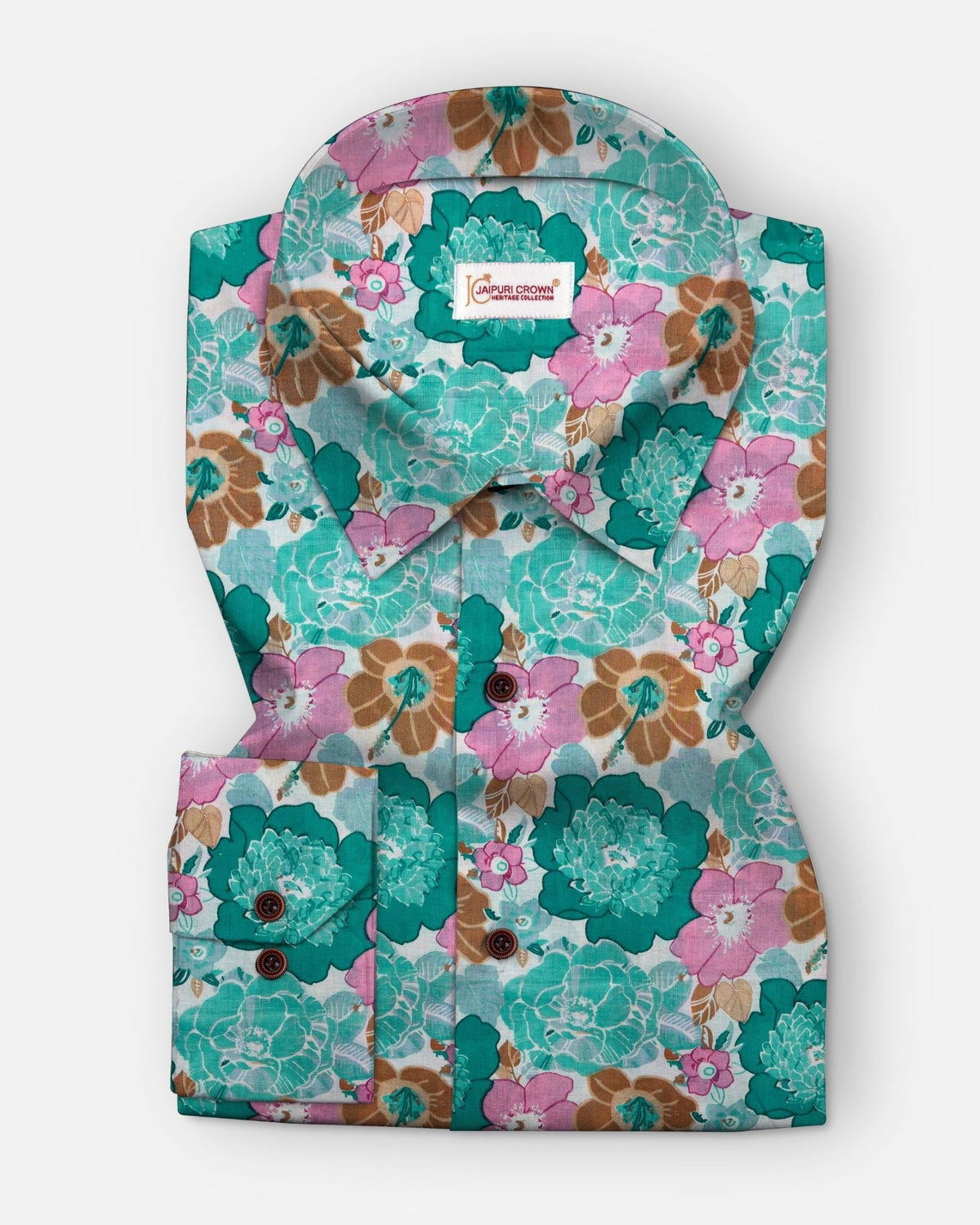 Azure Flora - Pure Cotton Shirt - Jaipuri Crown