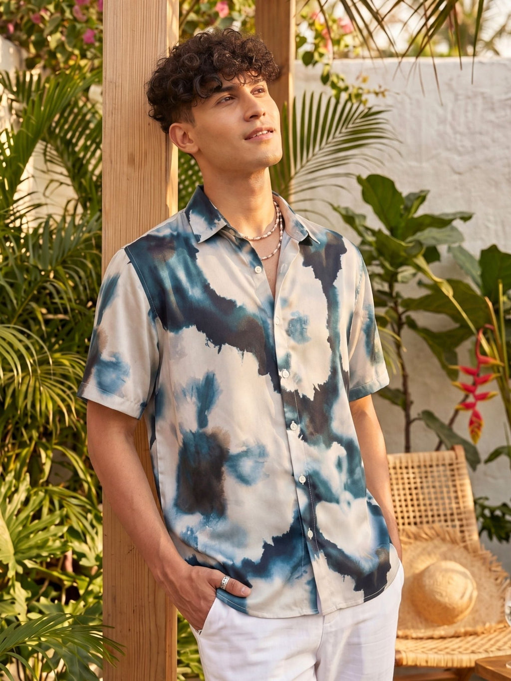 Azure Haze — Blue Digital Printed Cotton Cambric Shirt | Jaipuri Crown - Jaipuri Crown