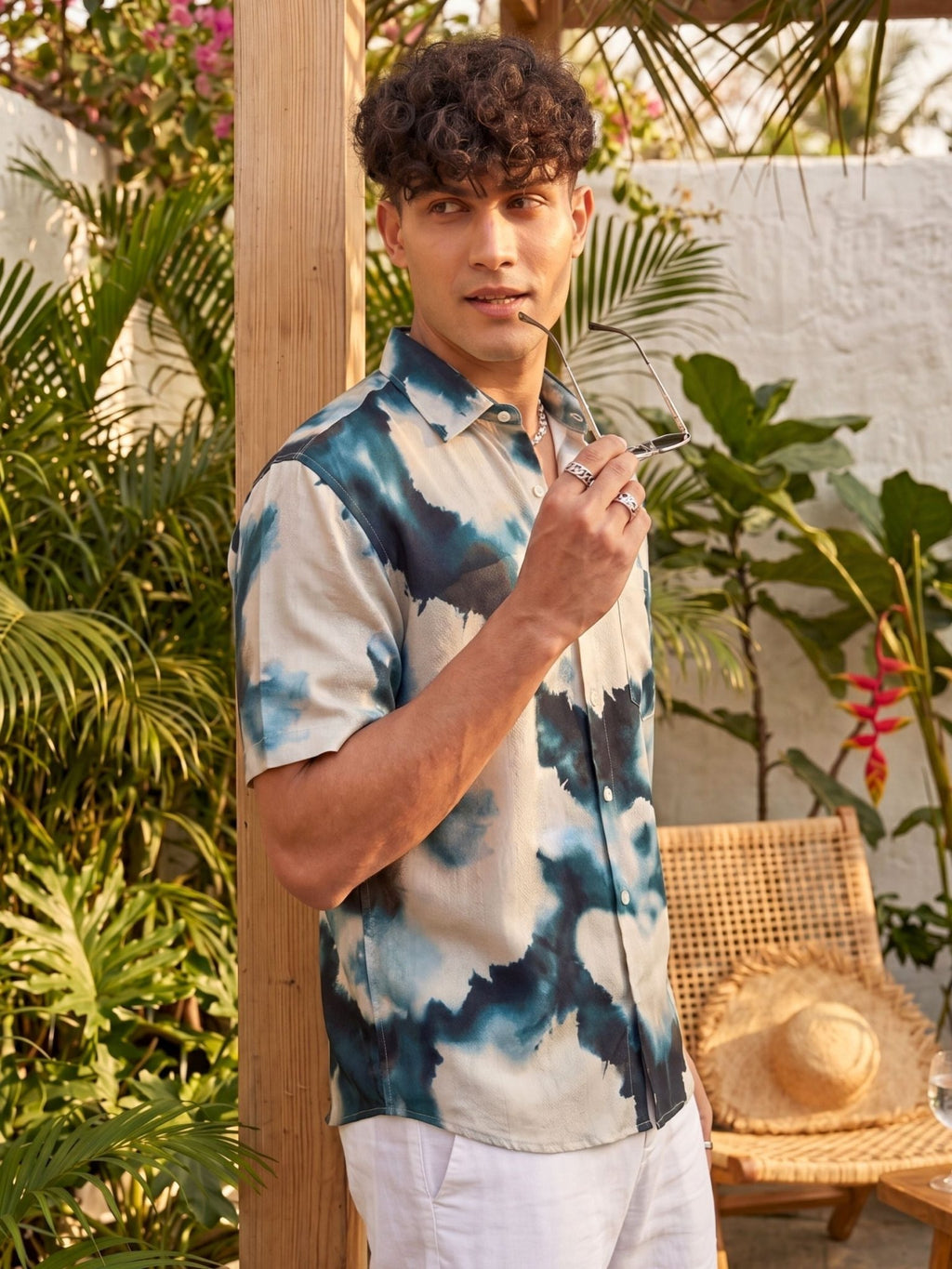 Azure Haze — Blue Digital Printed Cotton Cambric Shirt | Jaipuri Crown - Jaipuri Crown
