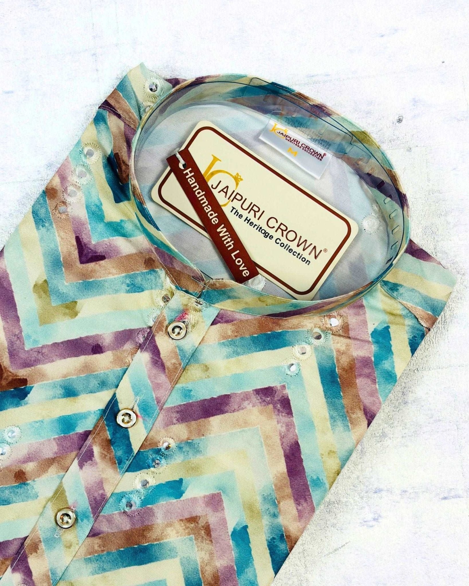Azure Mirror Work Kurta - Jaipuri Crown