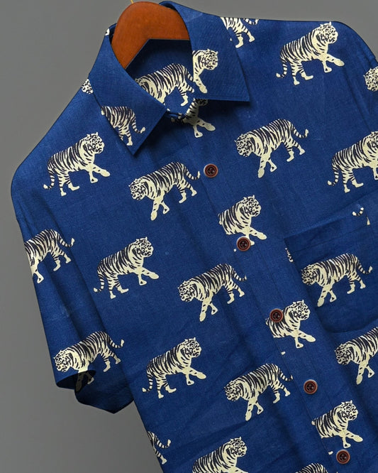 Bagh Mera Sher – Half Sleeve Cotton Shirt - Jaipuri Crown