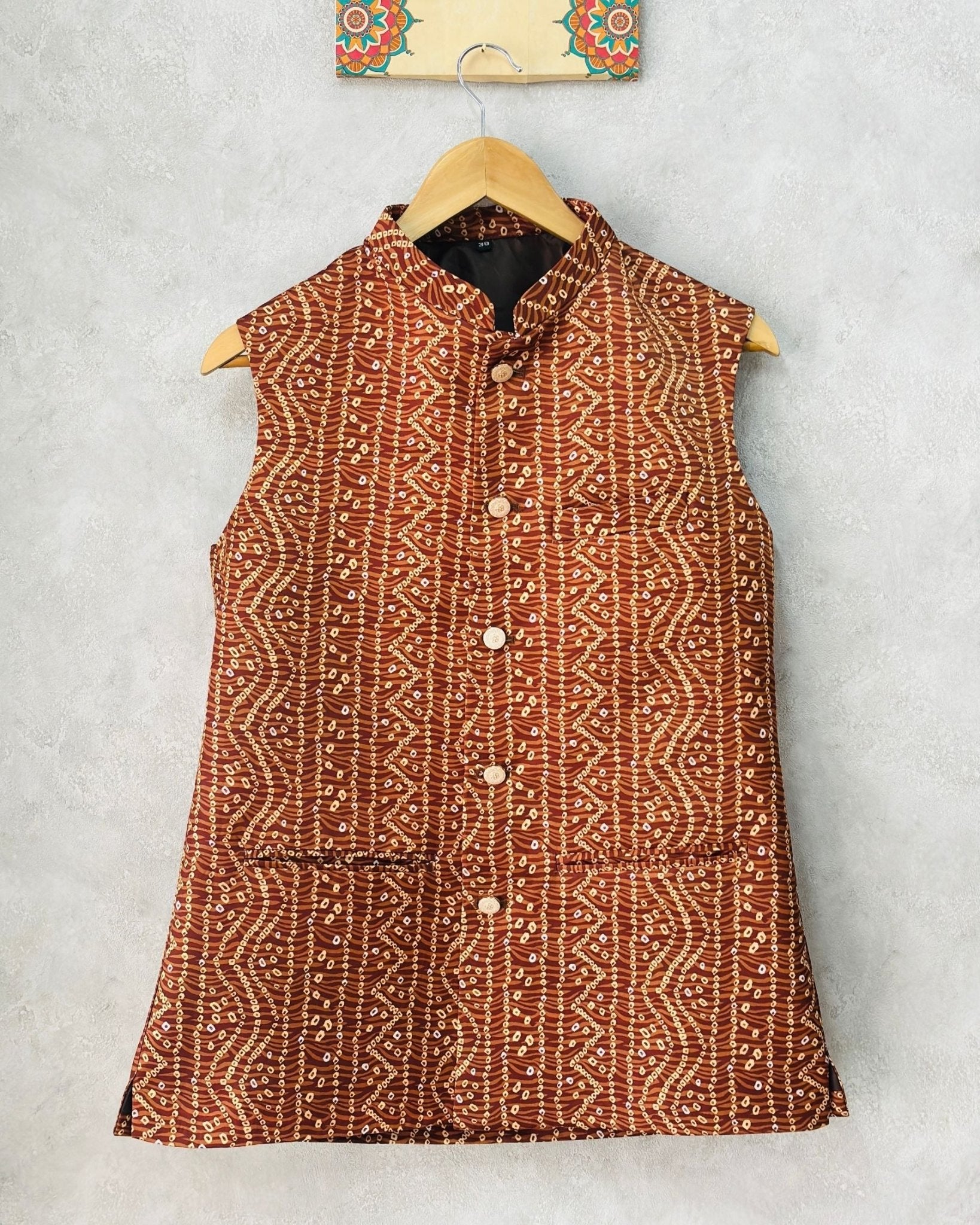 Bandhani Blossom Nehru Jacket - Jaipuri Crown