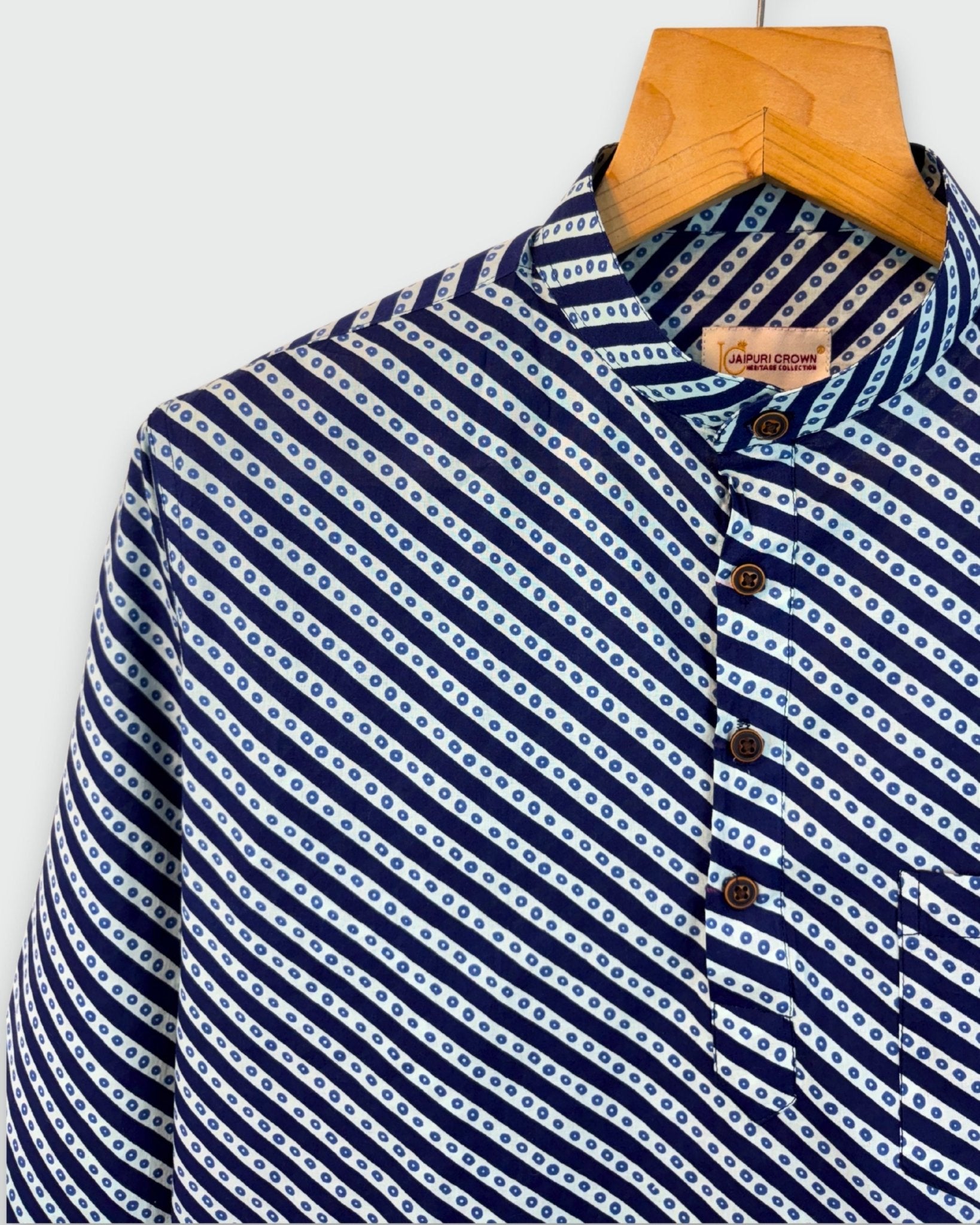 Bandhani Lines – Handprinted Short Kurta - Jaipuri Crown