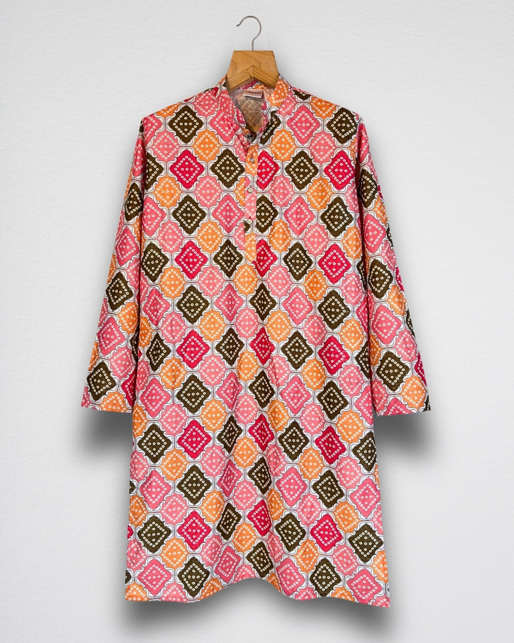 Bandhani Men's Long Kurta with Zari Work - Jaipuri Crown