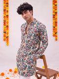 Beige Floral Jaal – Cotton Plan Long Kurta - Jaipuri Crown