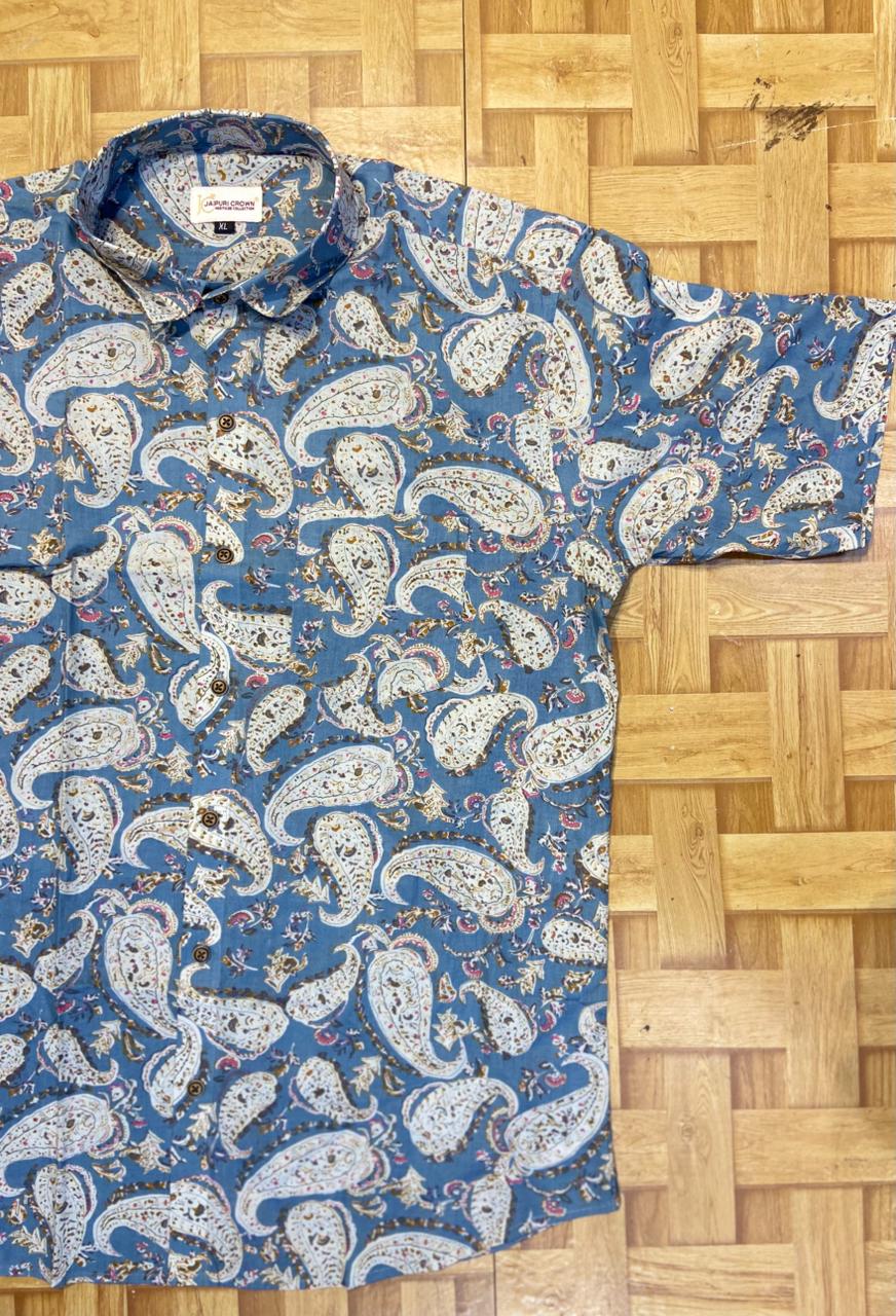 Paisley Charm – Printed Cotton Half Sleeve Shirt