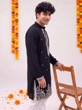 Black Floral Embroidery – Textured Designer Long Kurta - Jaipuri Crown