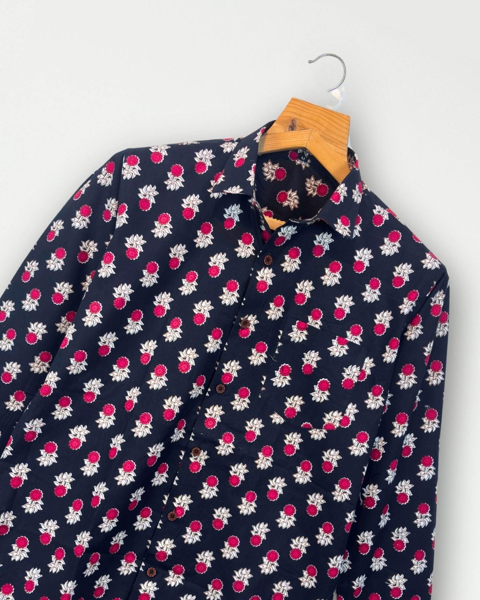 Black Heritage - Pure Cotton Handblock Shirt - Jaipuri Crown