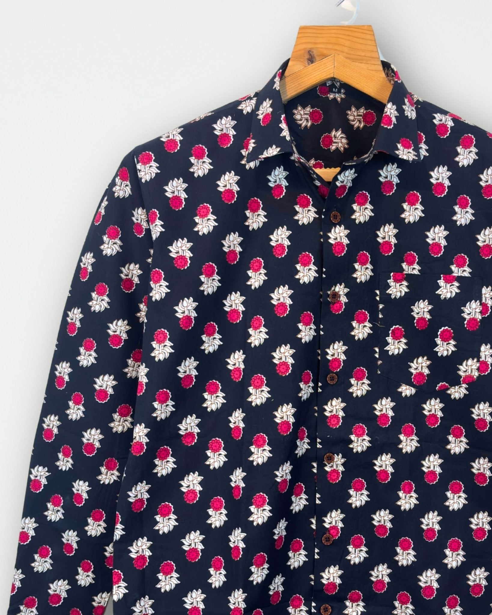 Black Heritage - Pure Cotton Handblock Shirt - Jaipuri Crown