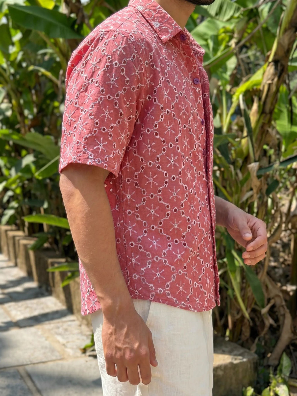 Bloom Drip — Rose Pink Hakoba Cotton Shirt | Jaipuri Crown - Jaipuri Crown