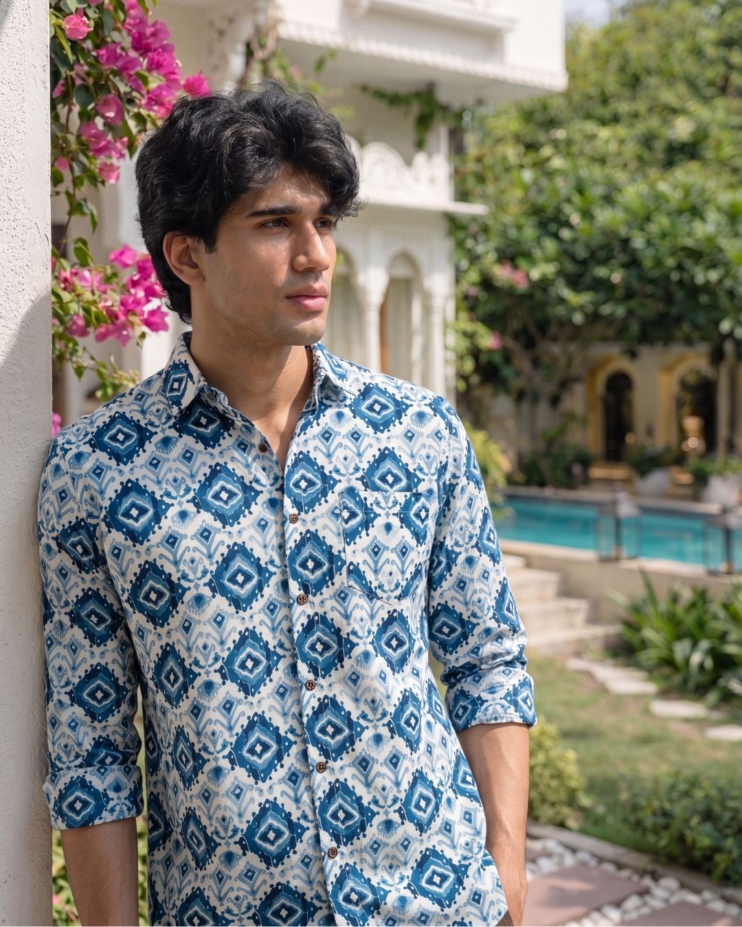 Blue Diamond – Printed Cotton Full Sleeve Shirt - Jaipuri Crown
