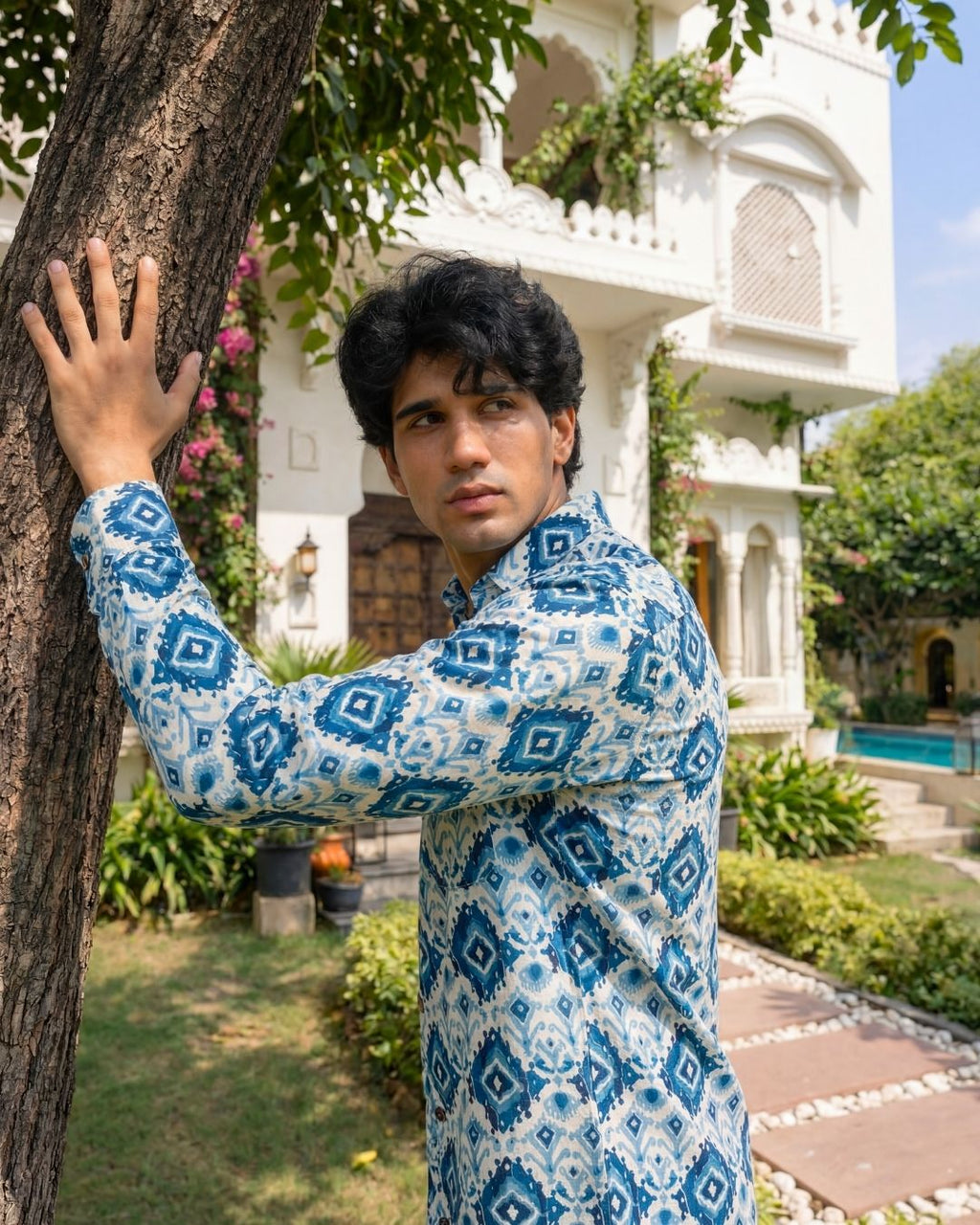 Blue Diamond – Printed Cotton Full Sleeve Shirt - Jaipuri Crown