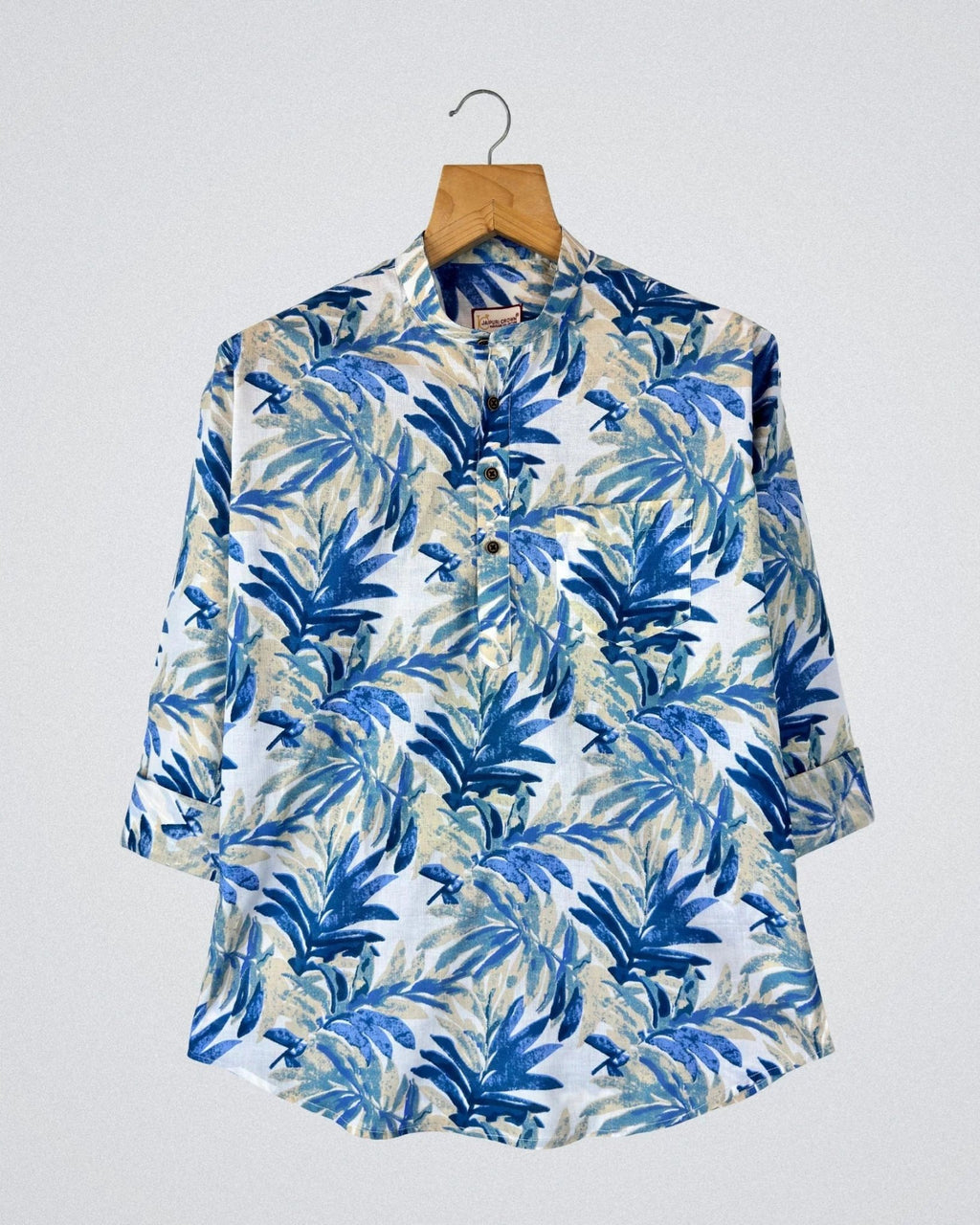 Blue Floral Fantasy – Printed Cotton Short Kurta - Jaipuri Crown