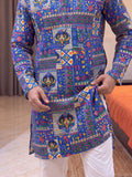 Blue Floral Jaal – Printed Long Kurta - Jaipuri Crown