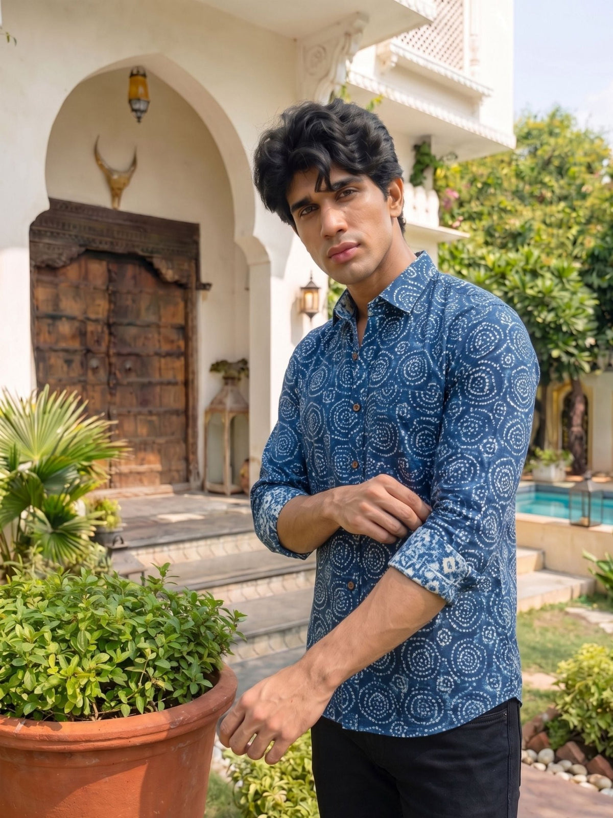 Blue Whirl – Printed Cotton Short Kurta - Jaipuri Crown
