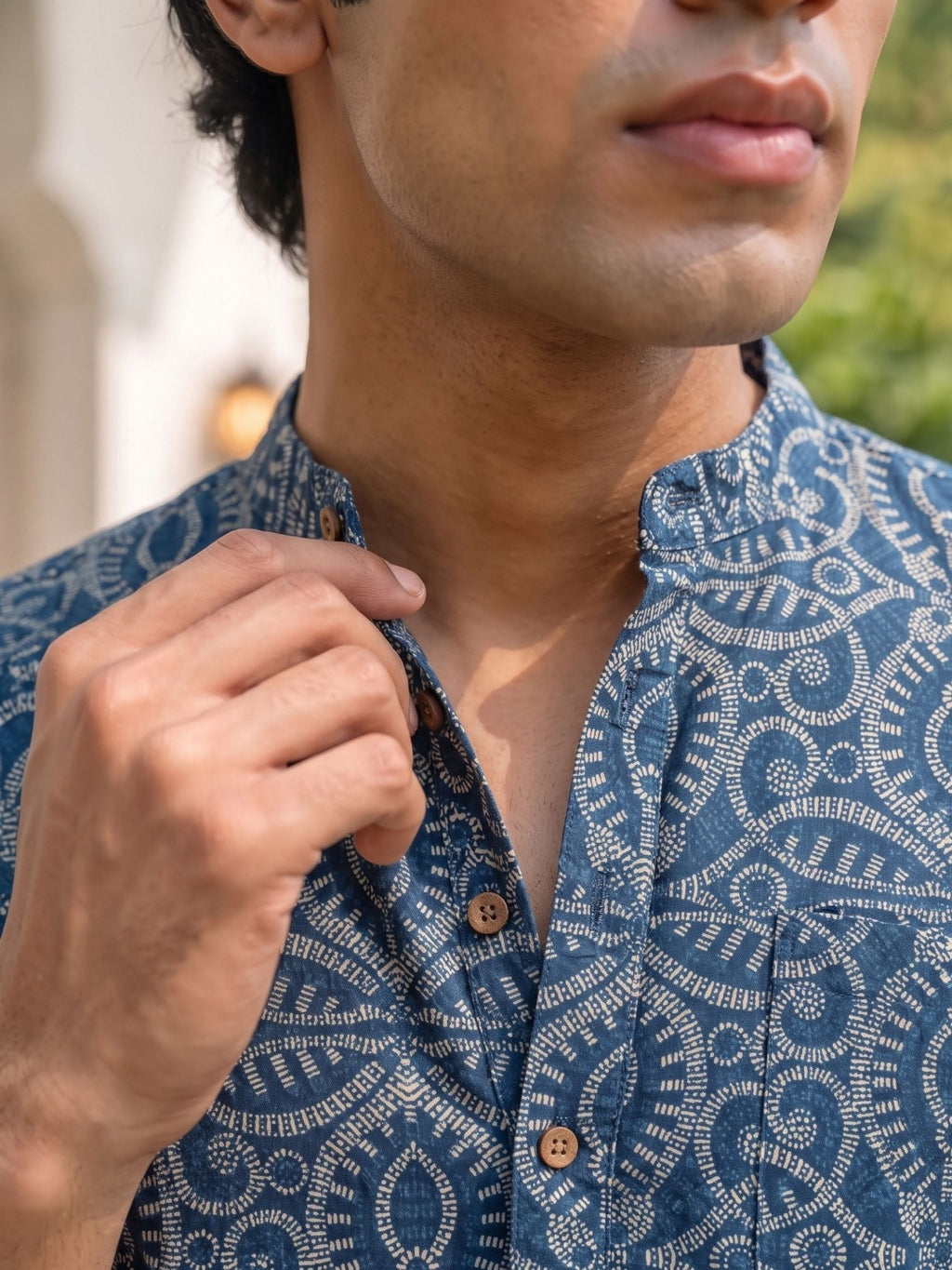 Blue Whirl – Printed Cotton Short Kurta - Jaipuri Crown