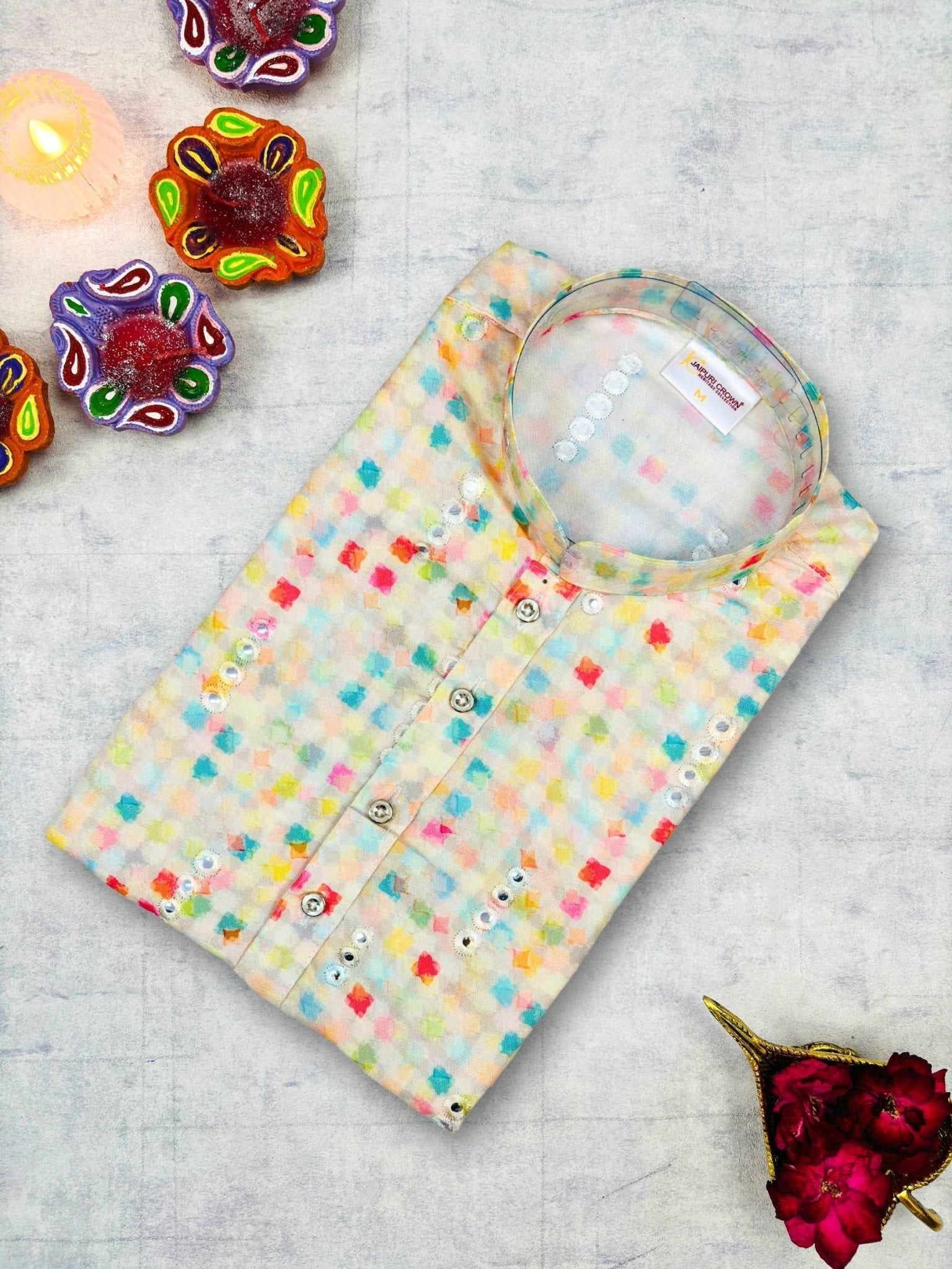Blush Mirror Work Kurta - Jaipuri Crown