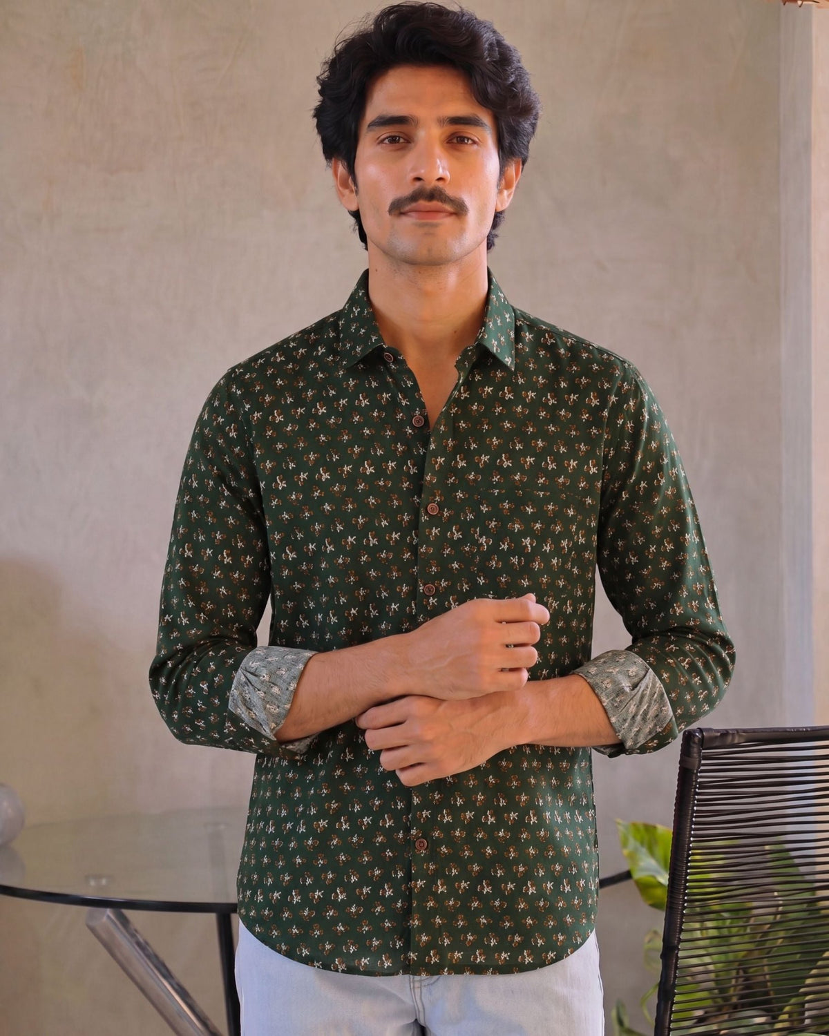 Botanical Charm – Printed Cotton Full Sleeve Shirt - Jaipuri Crown