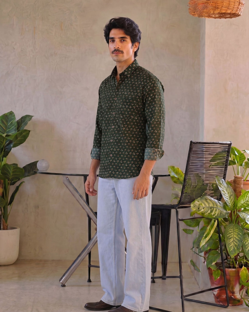 Botanical Charm – Printed Cotton Full Sleeve Shirt - Jaipuri Crown