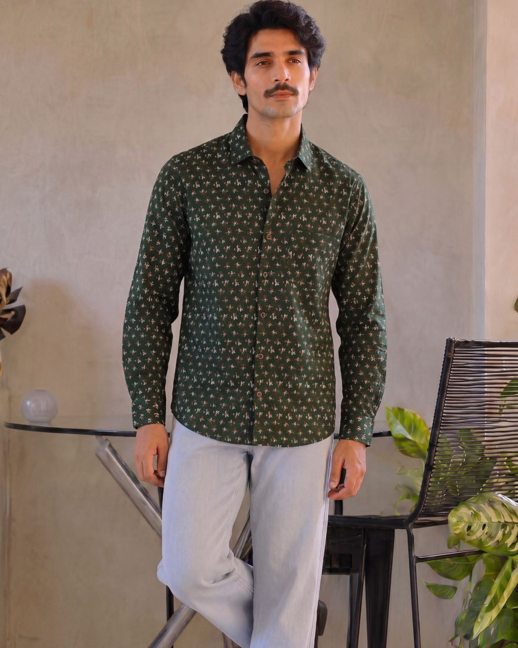 Botanical Charm – Printed Cotton Full Sleeve Shirt - Jaipuri Crown