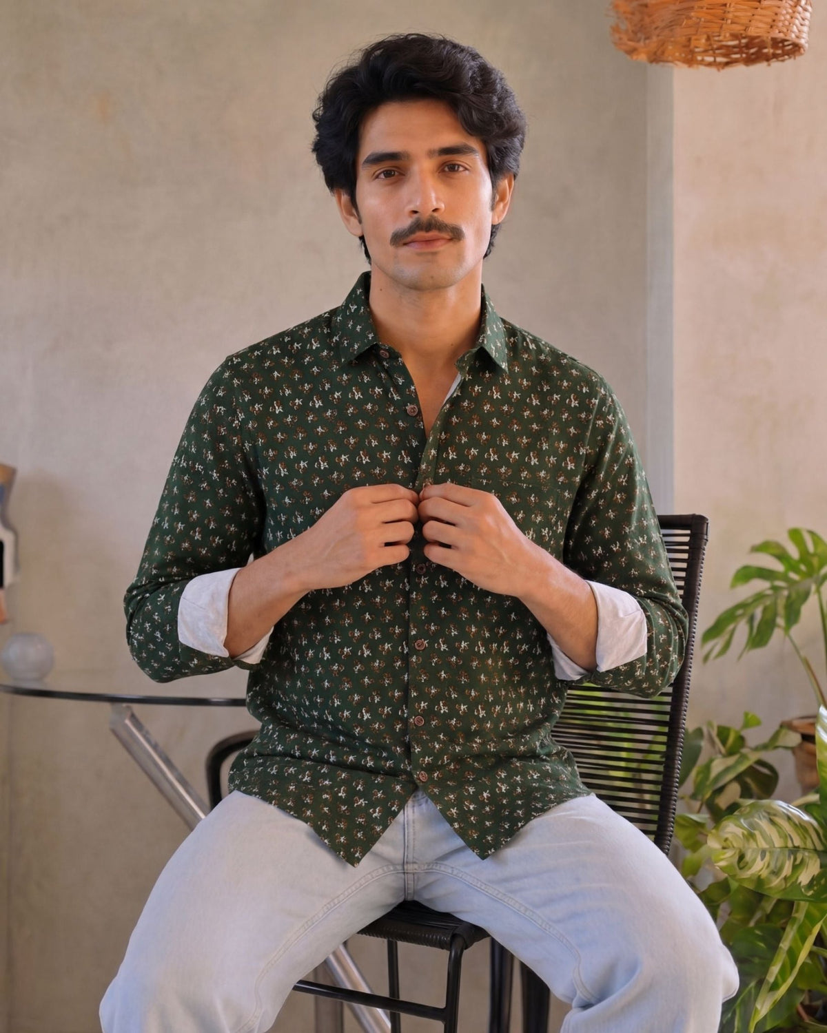 Botanical Charm – Printed Cotton Full Sleeve Shirt - Jaipuri Crown