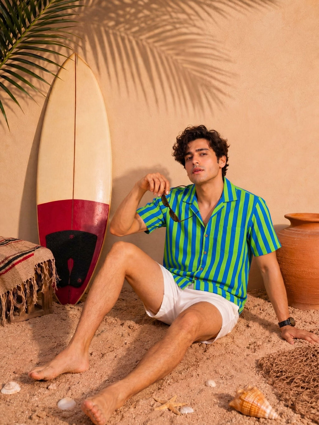 Breeze Static — Stripe Digital Printed Cotton Cambric Shirt | Jaipuri Crown - Jaipuri Crown