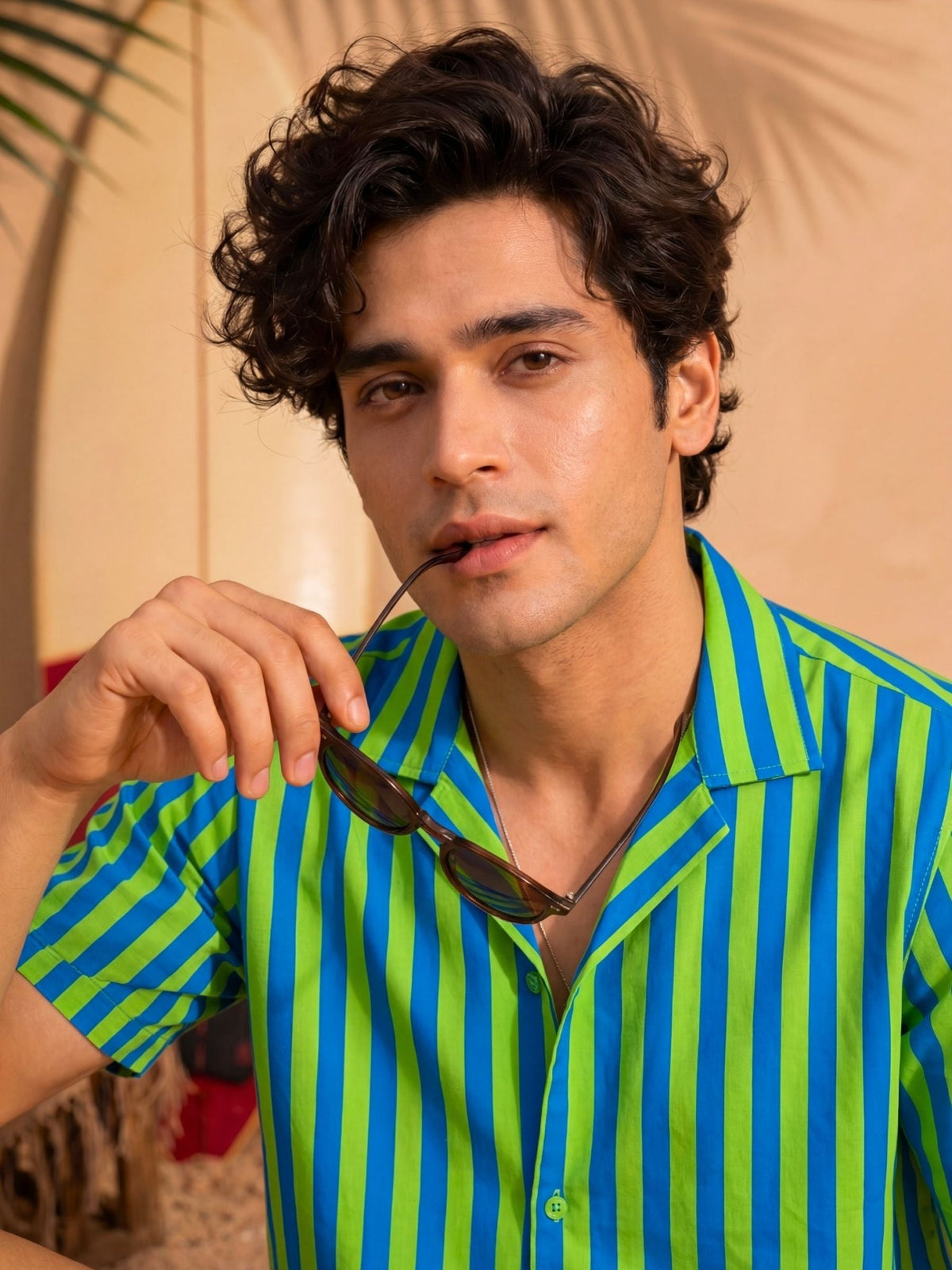 Breeze Static — Stripe Digital Printed Cotton Cambric Shirt | Jaipuri Crown - Jaipuri Crown