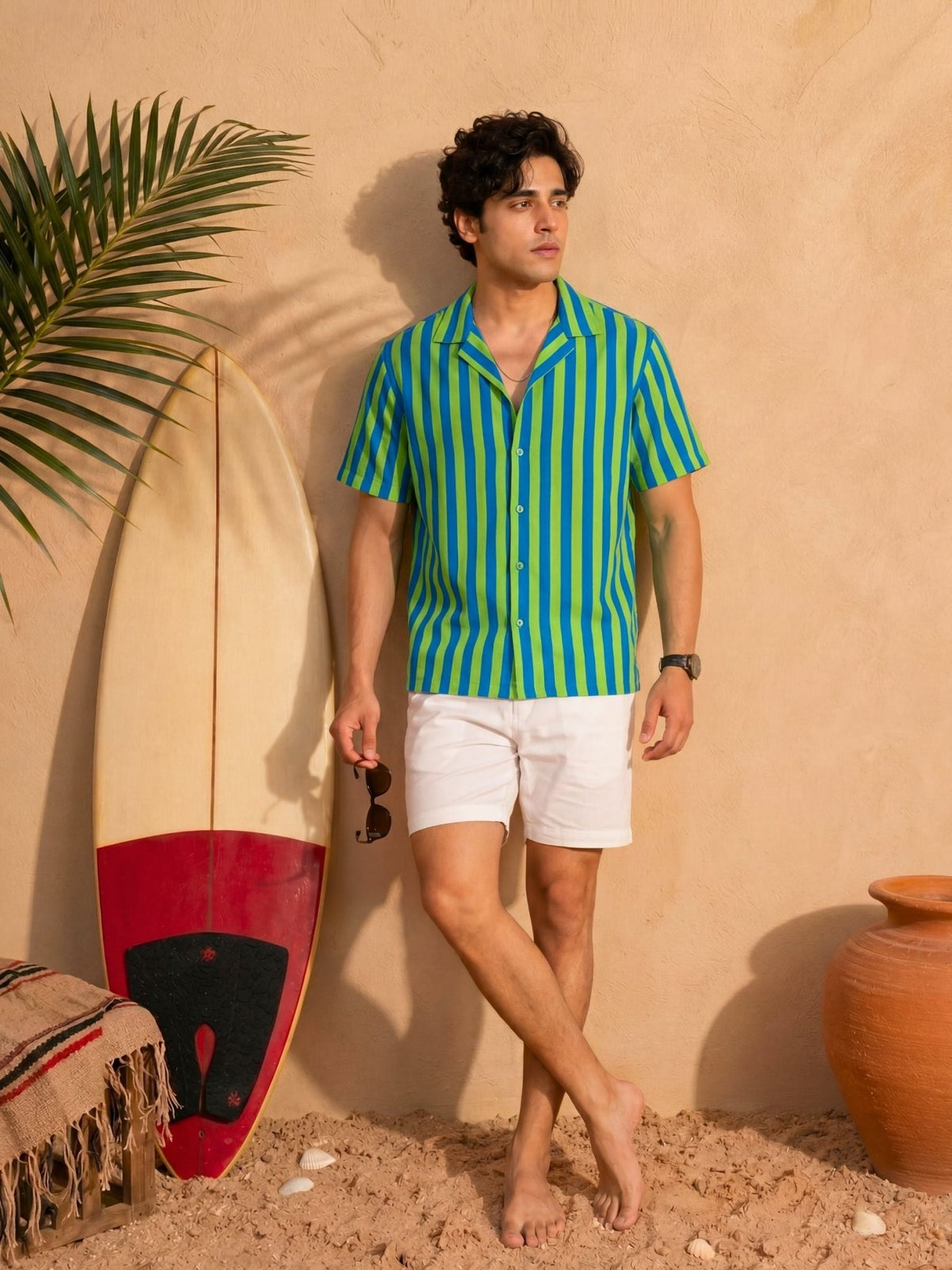 Breeze Static — Stripe Digital Printed Cotton Cambric Shirt | Jaipuri Crown - Jaipuri Crown