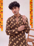 Brown Floral – Textured Printed Long Kurta - Jaipuri Crown