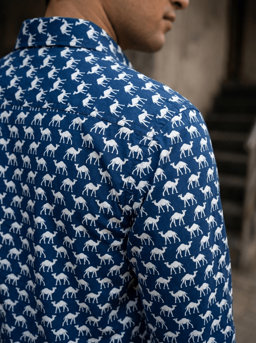 Camel Caravan – Printed Cotton Full Sleeve Shirt - Jaipuri Crown
