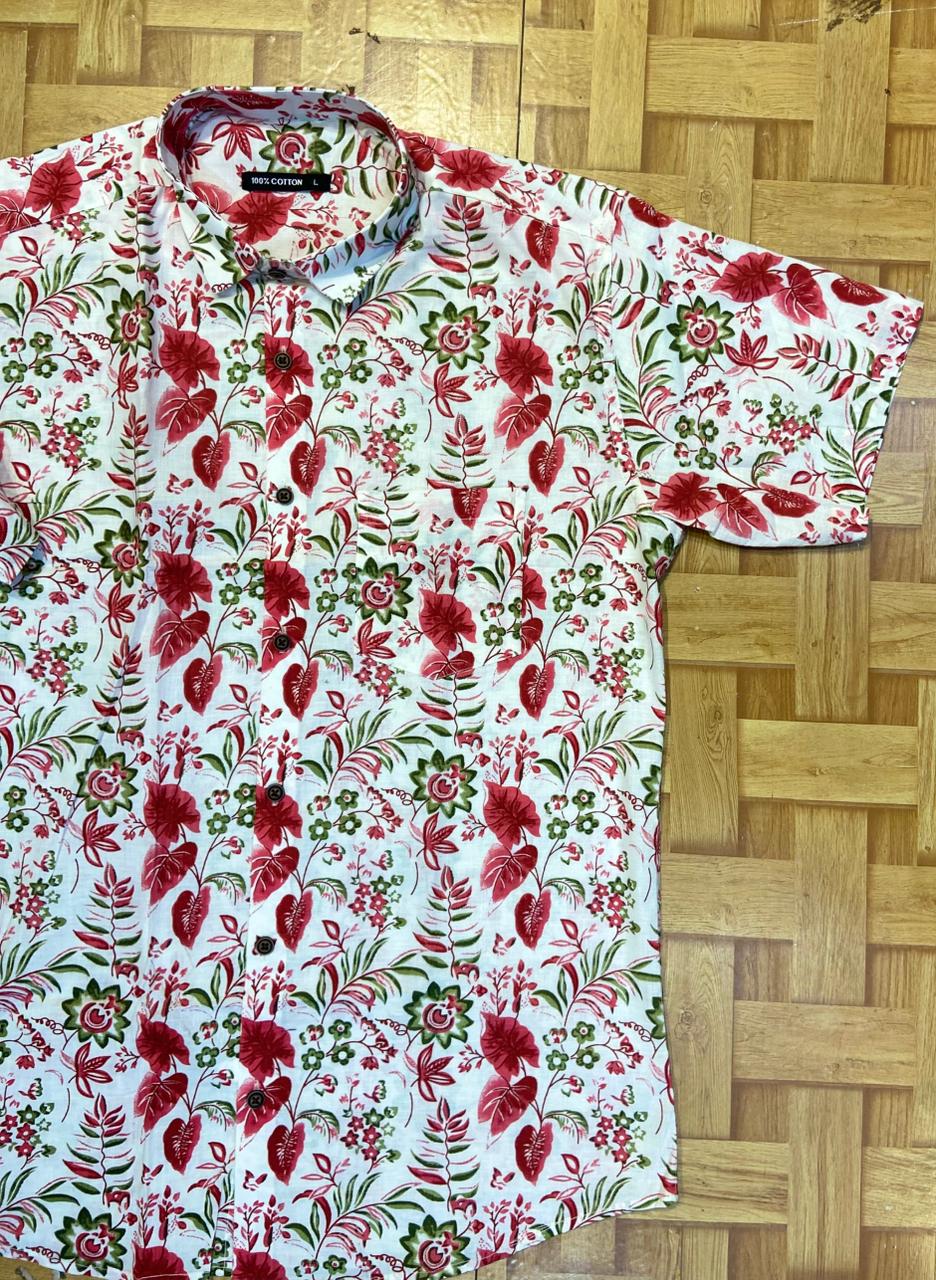 Floral Symphony – Men's Cotton Half Sleeve Shirt